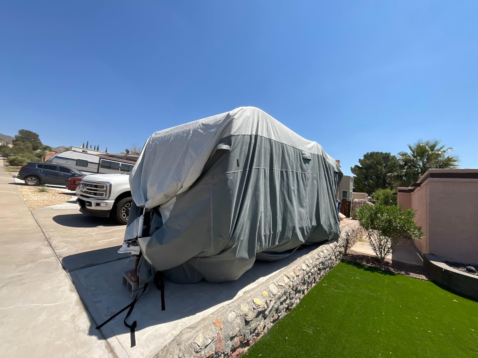 KING BIRD Enhanced RV Cover, Heavy Duty Snow Protection, Fits 22-24ft Travel Trailers Campers, with Adhesive Repair Patches,Windproof Straps&Tire Covers customer photo 2