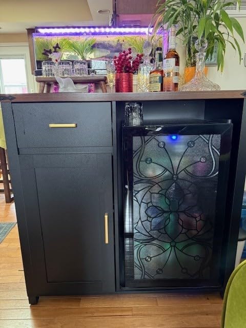 GDLF Coffee Bar with Mini Fridge Space, Mini Fridge Cabinet Stand, Liquor Wine Cabinet for Dorm, Kitchen or Office, 39.4