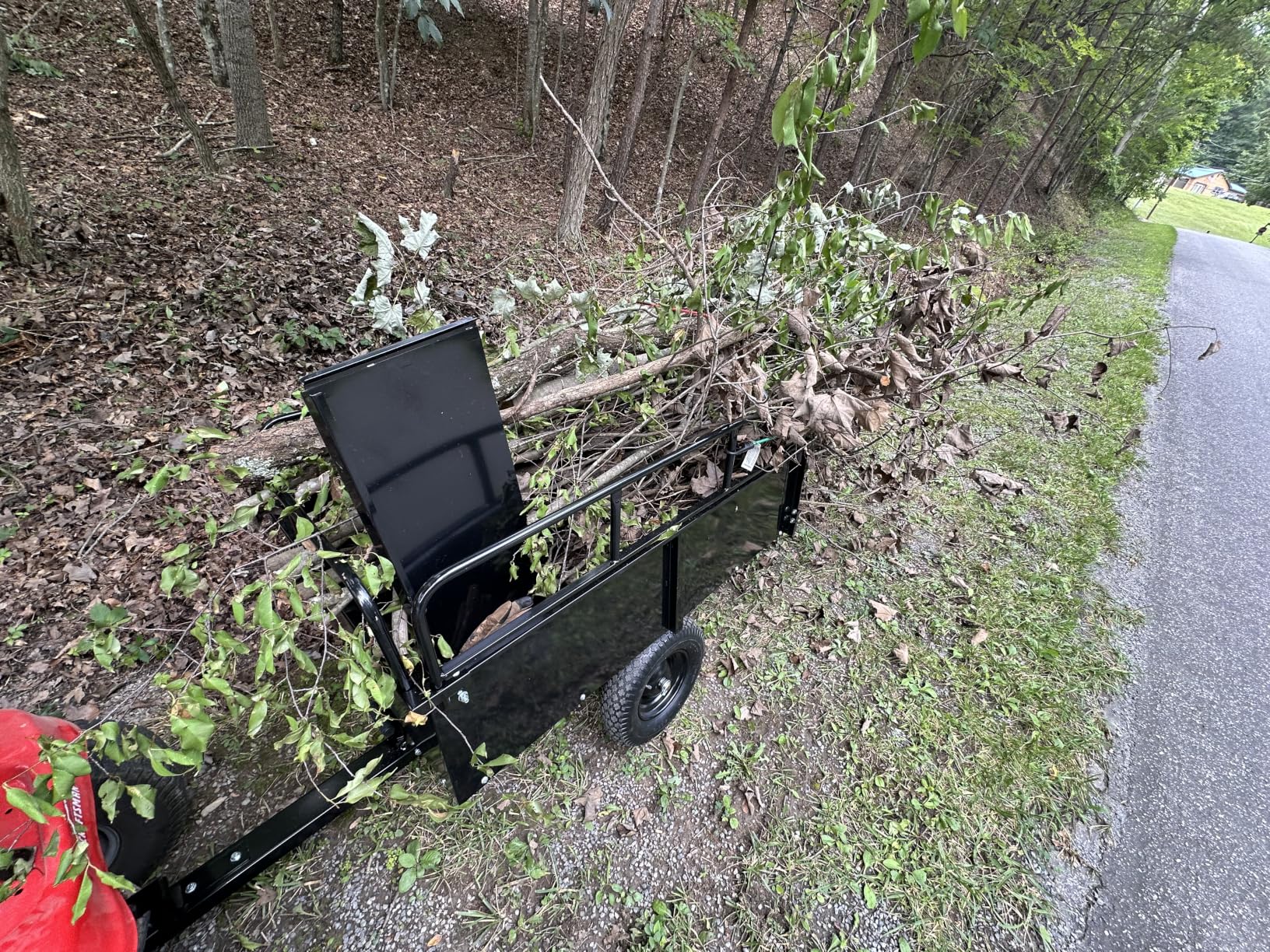 VEVOR 22 Cu.Ft 1600Lbs Steel ATV UTV Trailer Tow Behind Dump Cart with Removable Rear Panel customer photo 2