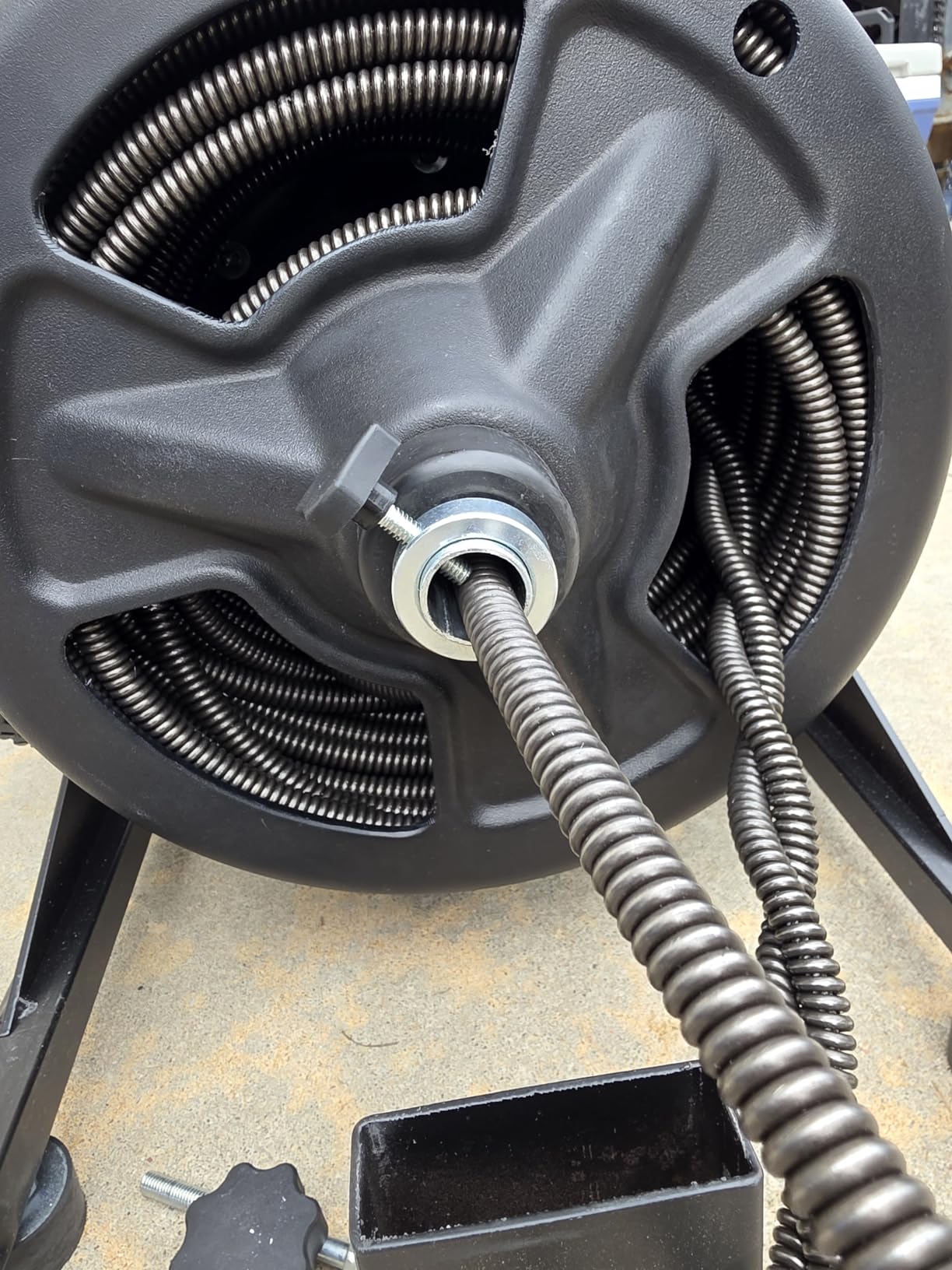 100 ft x 1/2 inch POPULO Auto Feed Electric Drain Snake Auger for 2 to 4 Inch Pipes, Sewer Plumbing Snake Auger, Heavy Duty Drain Cleaner Machine with 8 Cutters & 1 Root Killer & Gloves customer photo 2