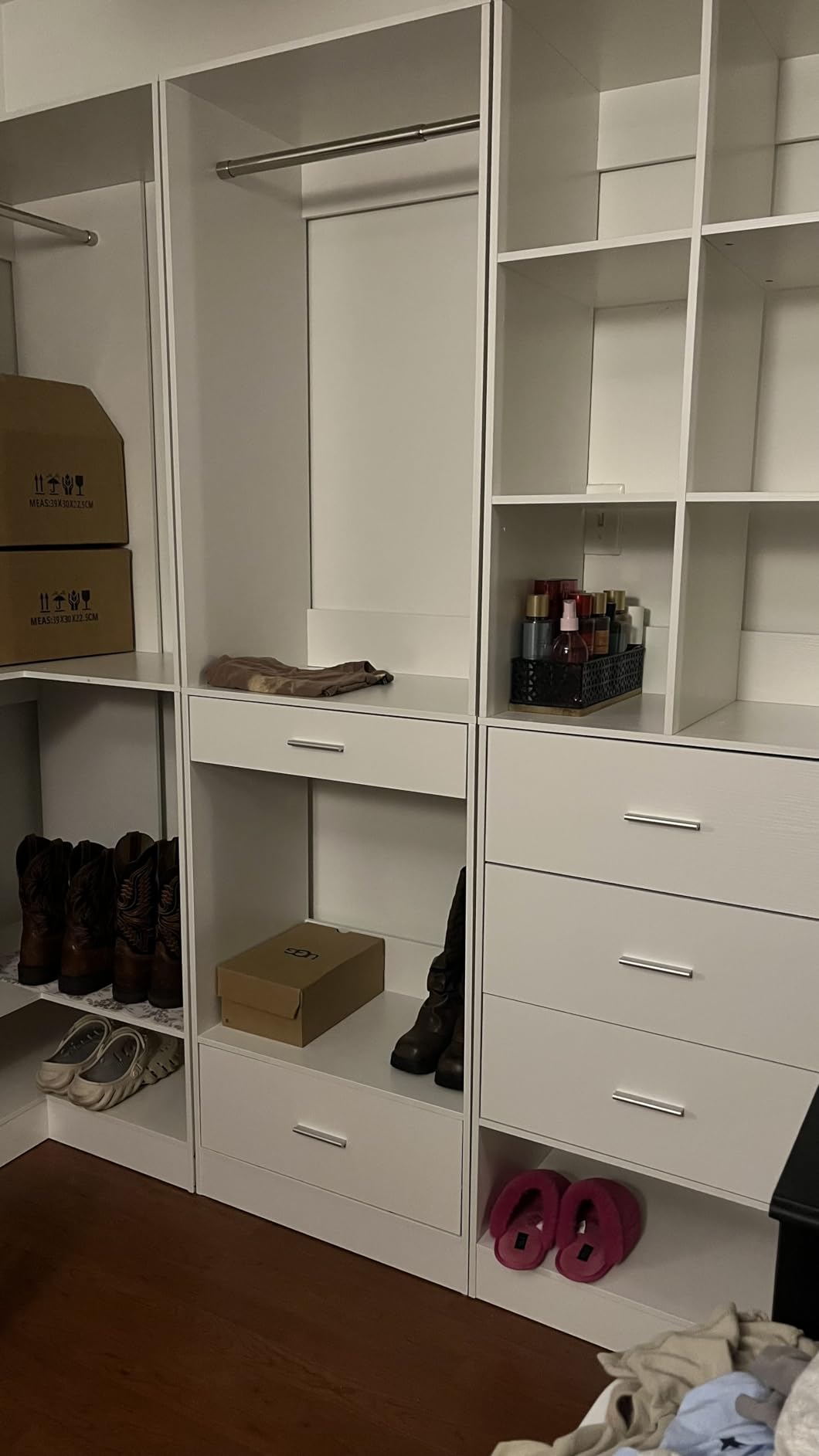 Closet System Organizer with 3 Drawers and Partition Storage, Freestanding Wardrobe Organizer Modular with Shoe Shelf, Expandable for Walk-in or Reach-in Closets, White customer photo 1
