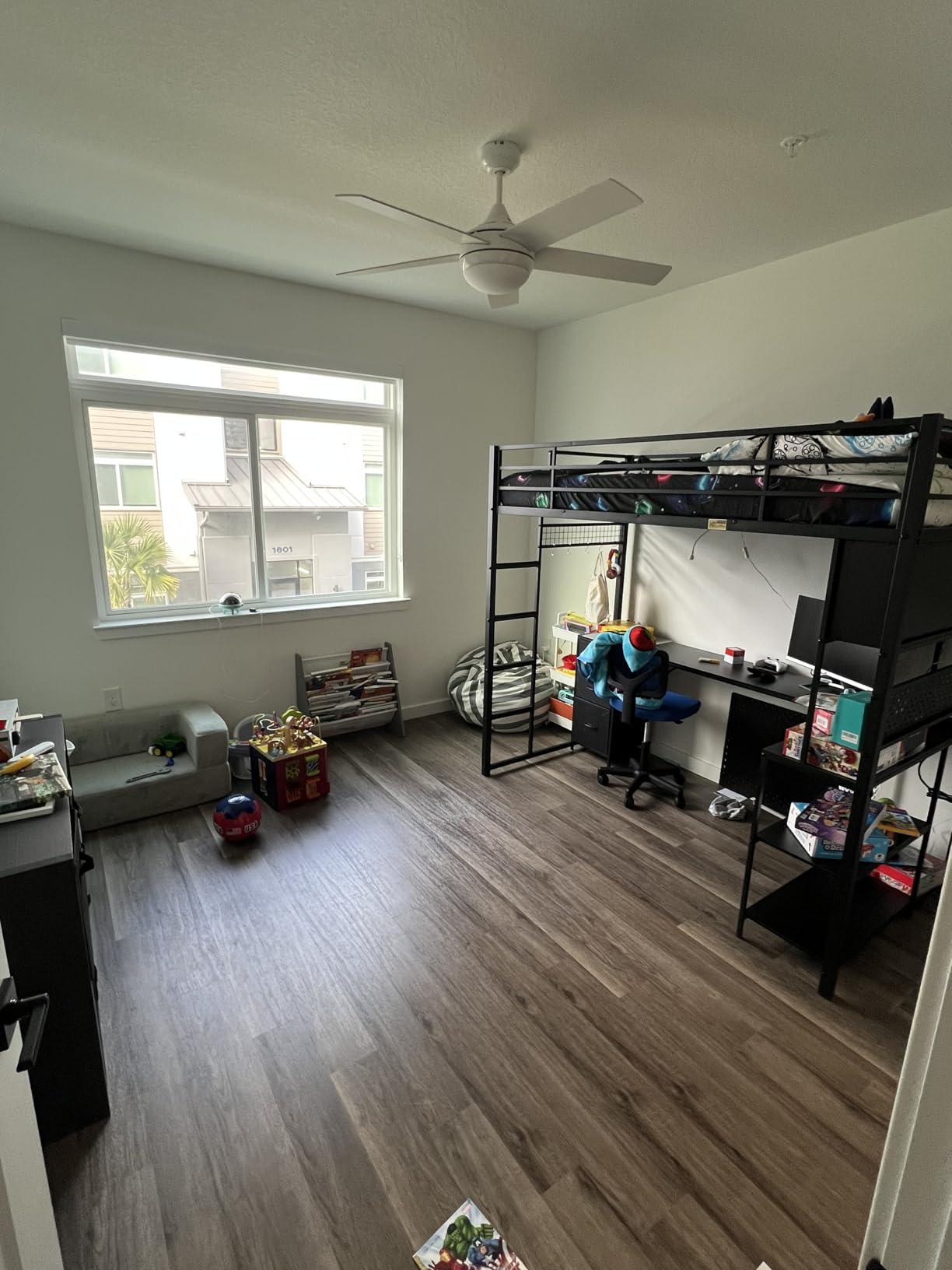 ADORNEVE Twin Size Loft Bed with Gaming Desk, RGB Hutch, Black | Expanded Safety Power Outlet, 3 Drawers, Shelves & Pegboard, Metal Loft Bed Frame with RGB Light, Space Saving for Teens customer photo 2