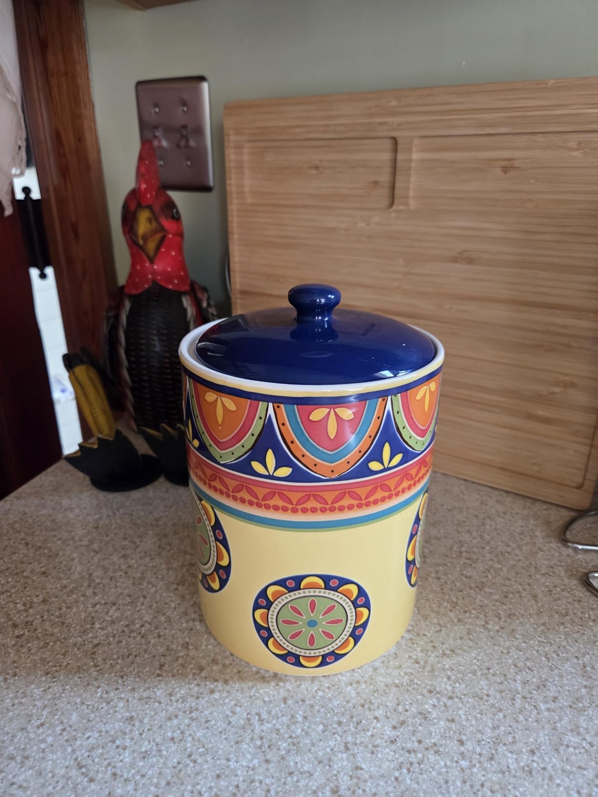 Bico Summer Provence Ceramic Air Tight 9 inch Cookie jar, for holding coffee, powder, tea, spices, Microwave and Dishwasher Safe customer photo 1