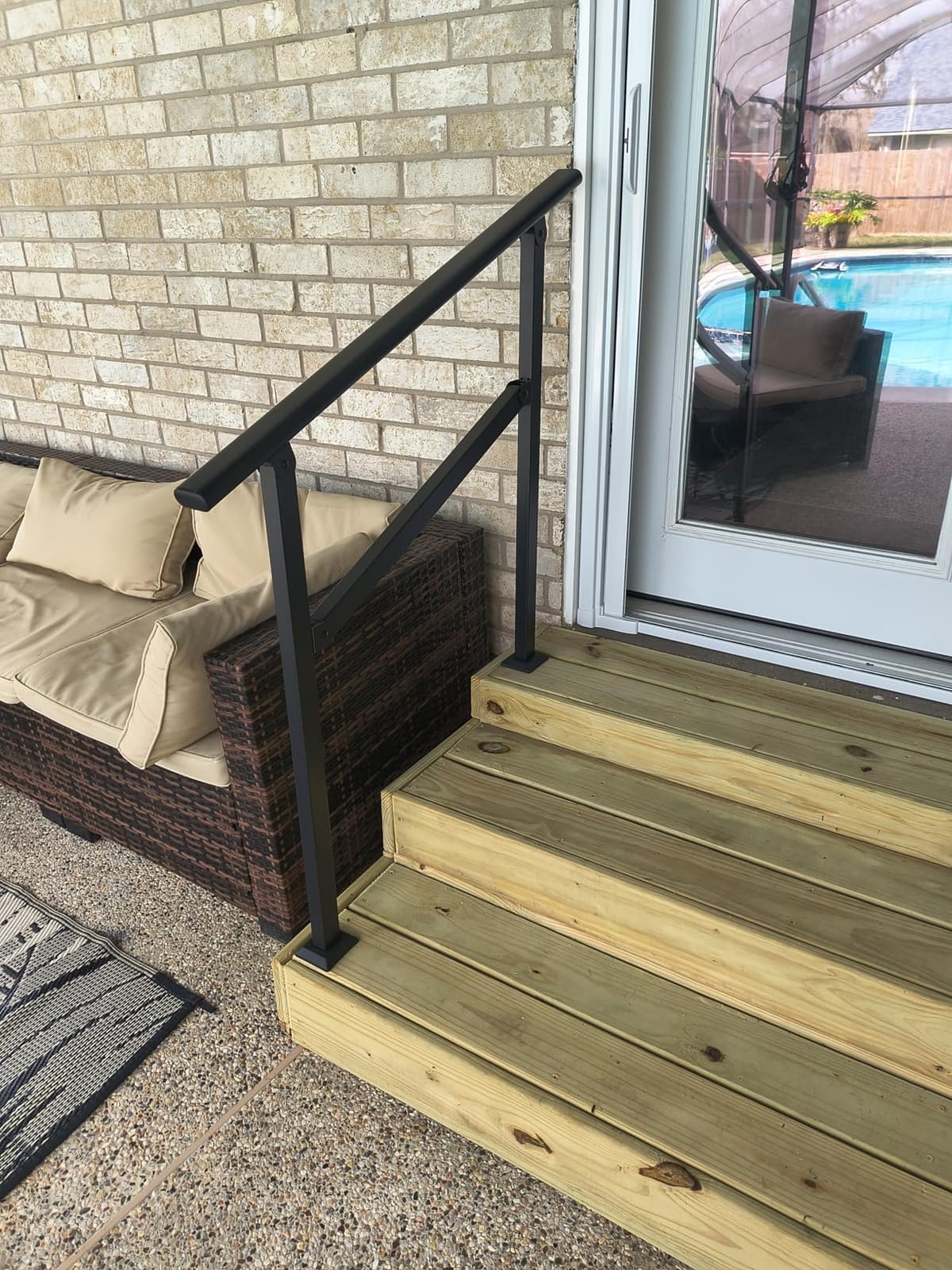 Hand Rails for Outdoor Steps 2-5 Steps Wrought Iron Handrails | Stair Railing for Porch, Home, Garden, Indoor, Staircase Handrails for Wooden, Cement, Brick, Marble (3 Steps) customer photo 1