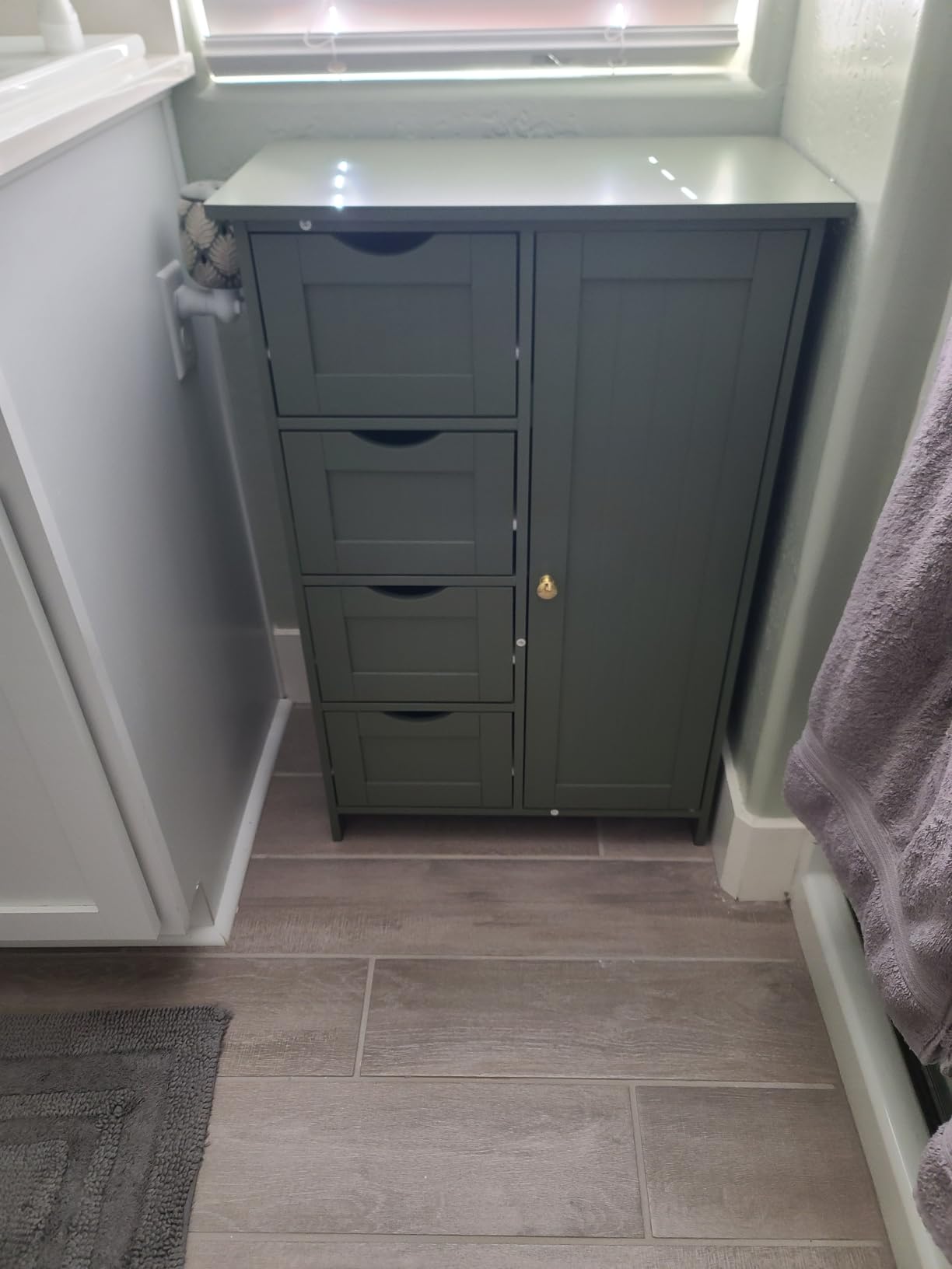 VASAGLE Floor Storage Cabinet, Farmhouse, 4 Drawers and 1 Door, 32.3