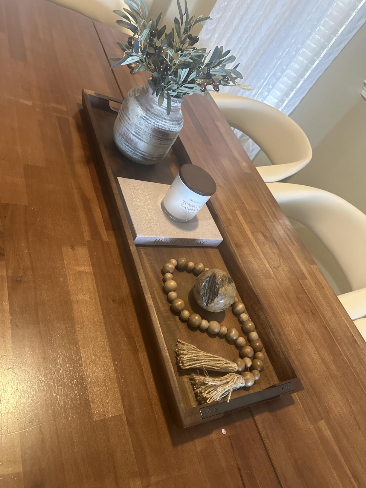 Acacia Wood Serving Tray, 36x12in Large Charcuterie Boards for Party customer photo 2