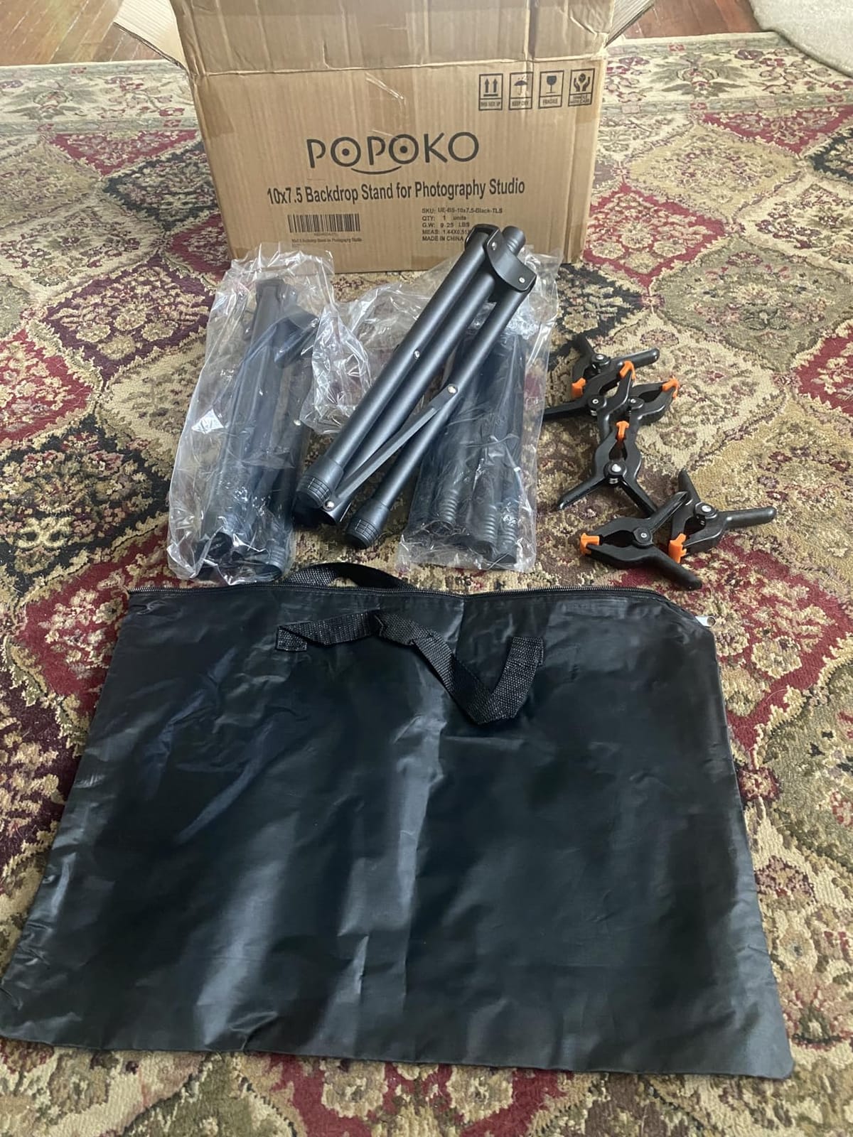 Backdrop Stand Kit 10x7.5 ft 3-in-1 T-Shape Adjustable for Photography | Portable Background Stand Kit with Carrying Bag, 6 Clamps, 2 Sandbags for Parties, Video Studio, Indoor and Outdoor Use customer photo 2