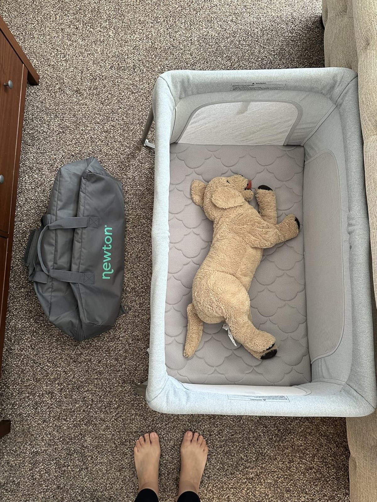 Newton Baby Compact Travel Crib & Play Yard, Carry-On Size - Sand | Compact Travel Crib, Carry-On Size, Foldable, Backpack Straps, Breathable & Washable Mattress, Play Yard, Portable Playpen customer photo 2