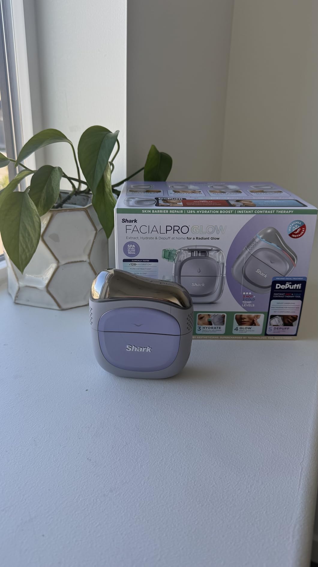 Shark FacialPro Glow at-Home Hydro-Powered Facial System with DePuffi Hot & Cold Therapy - Professional Spa Skincare Device for Pore Cleansing, Hydration, & Radiant Glow, Lilac, FH320PL customer photo 1
