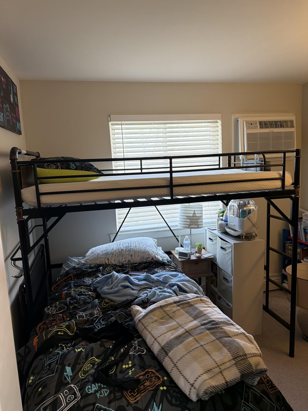 Twin Size Loft Bed with LED Lights and Charging Station, Industrial Heavy Duty Metal Loft Bed Frame with Ladder and Guardrail for Kids Adults, Small Space Saving Design for Bedroom Dorm, Vintage Brown customer photo 1