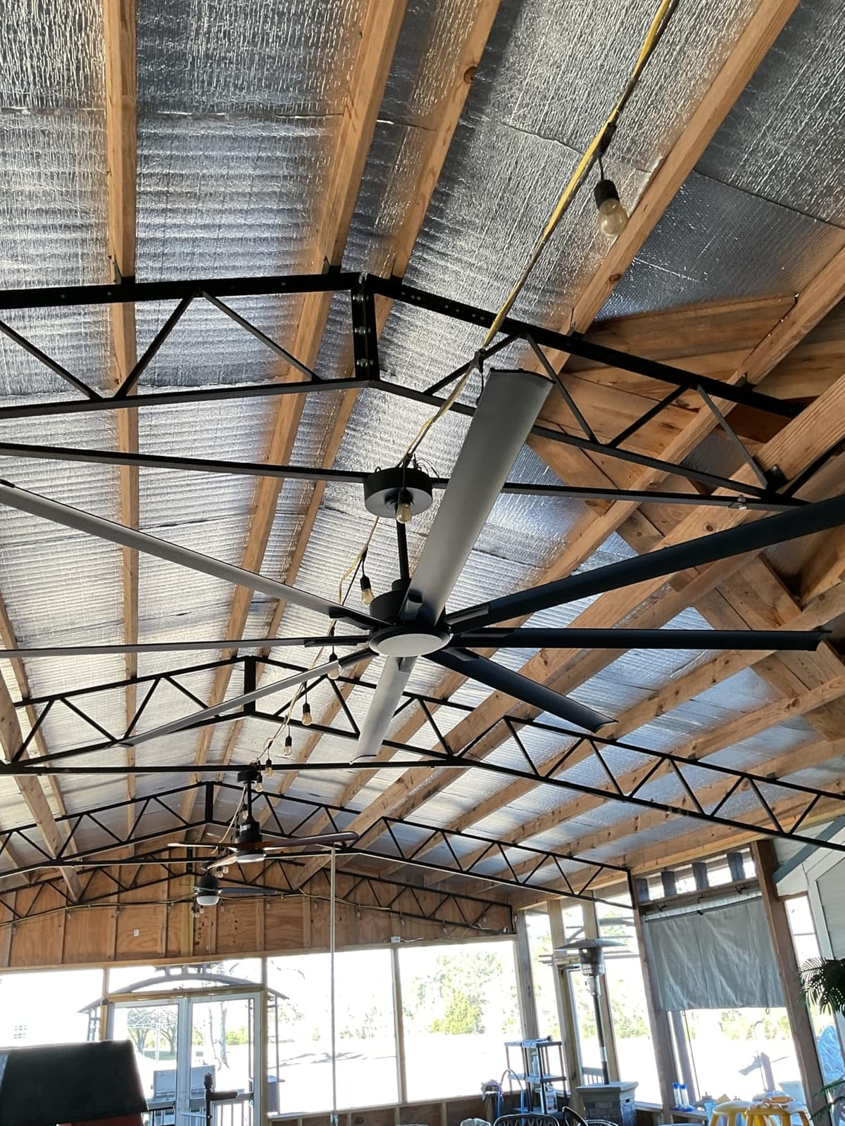 [HVLS]96 Inch Industrial Ceiling Fan, Extra Large Commercial Big Assed Ceiling Fan, 8 Aluminum Blades, Reversible DC Motor, Remote Control with 6 Speeds, 3 Downrods, for Shop, Garage, Gym, Black customer photo 2