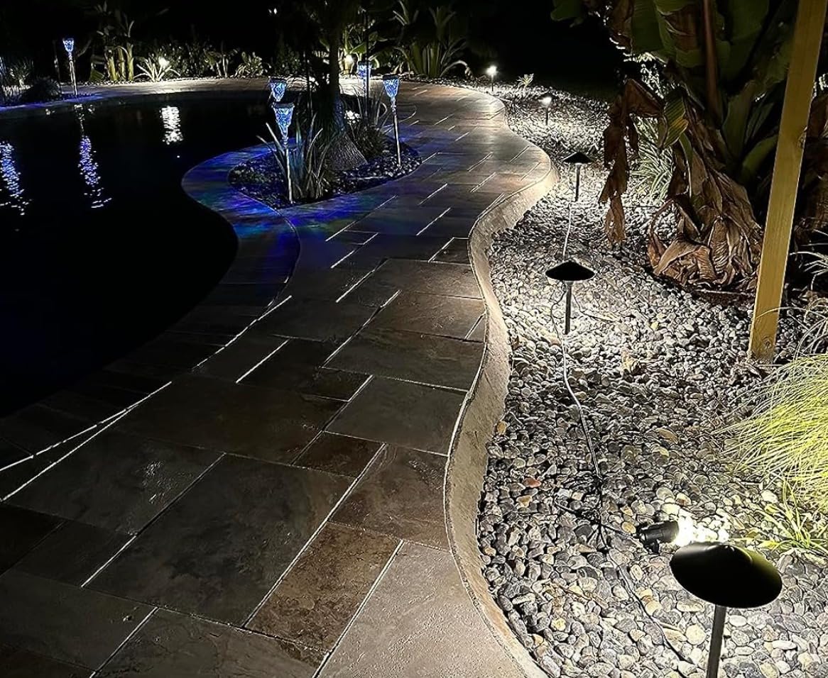 SUNVIE LED Low Voltage Landscape Lighting Kit Outdoor Waterproof Low Voltage Pathway Lights Wired with Spotlights 3000K Modern Outdoor Landscape Lights with Connectors for Path Yard Garden, 12 Pack customer photo 2