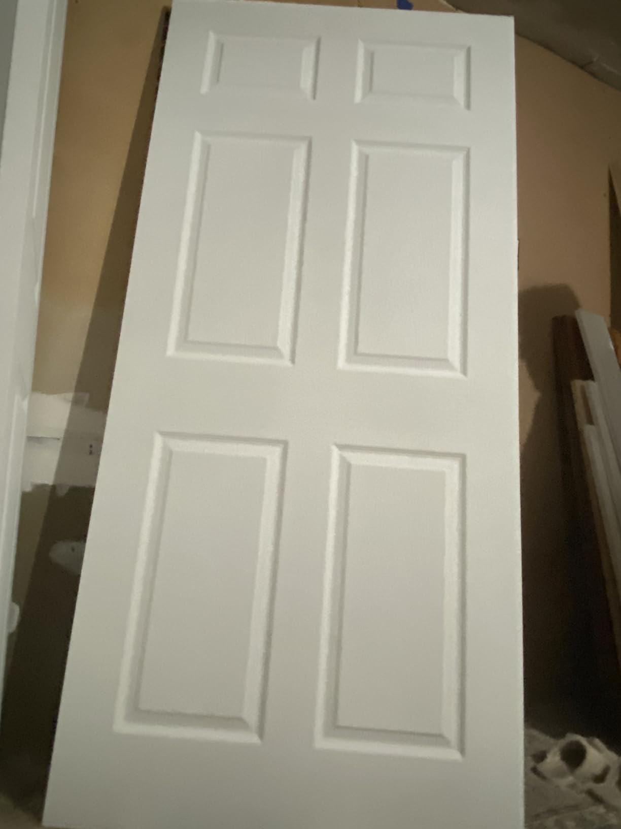 BARNSMITH 60x80 in Raised Textured 6-Panel Bypass Hollow core White Primed Sliding Closet Door with Track Hardware Kits, 2 Round Satin Nickel Flush Pull and White Primed Track Fascia customer photo 1