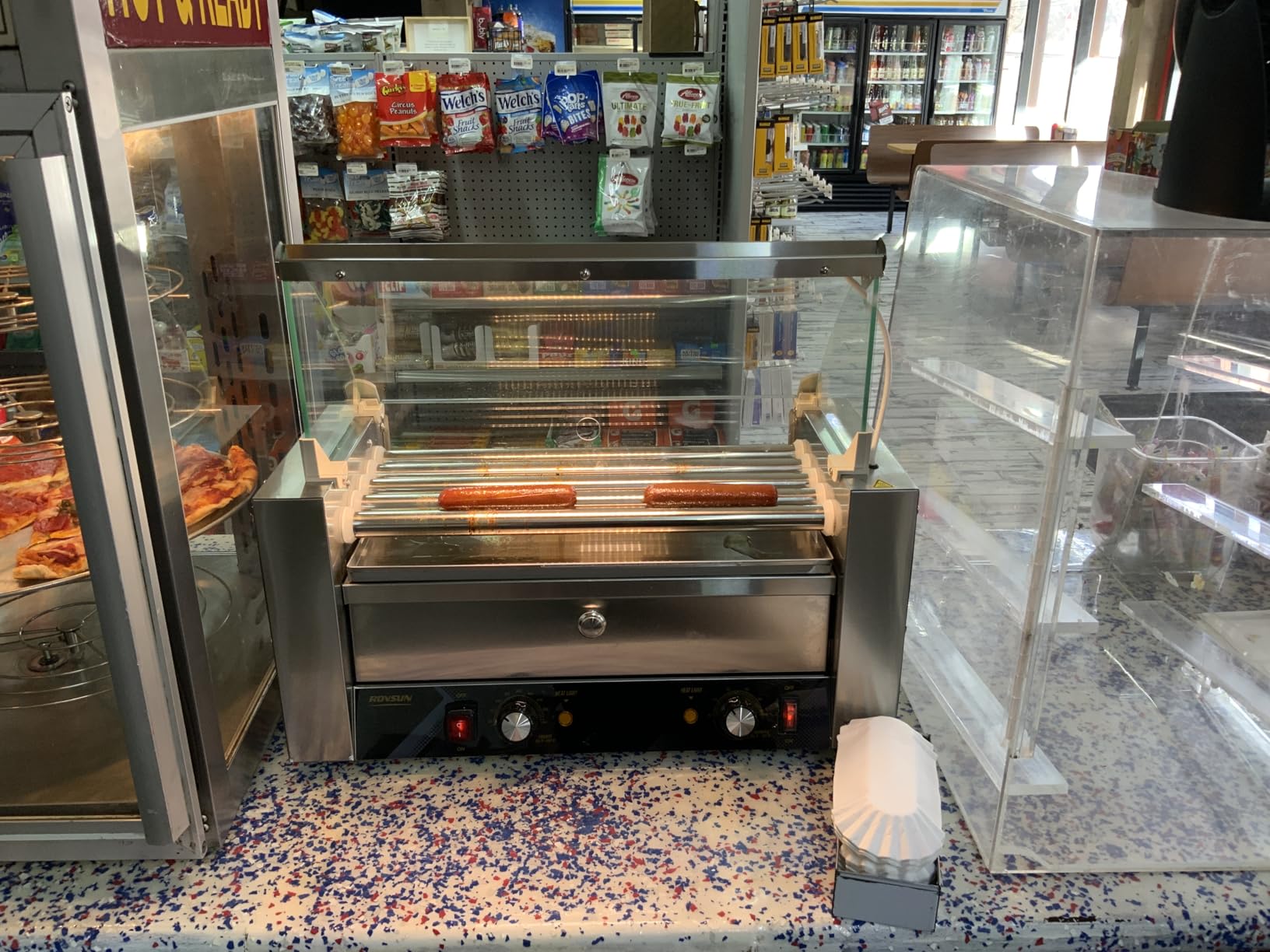 ROVSUN Hot Dog Cart for 5-7 Rollers Hot Dog Machine w/Storage Bin & Shelves, Heavy-Duty Steel Mobile Stand for Concession Stands, Fairs, Events customer photo 1