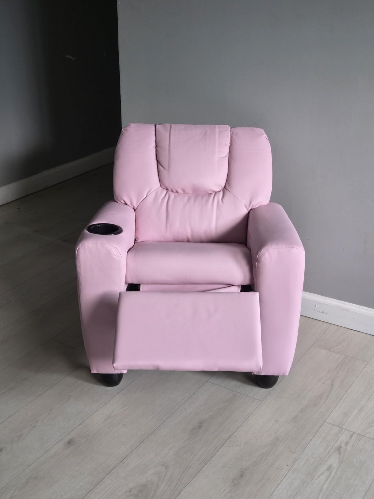Costzon Kids Recliner Chair with Cup Holder, Toddler Adjustable Lounge Chair w/Footrest for Boys Girls Room, Ergonomic Baby Child Furniture Sofa for Age 3+ Gifts, Kids Mini Recliner up to 150 lbs customer photo 2
