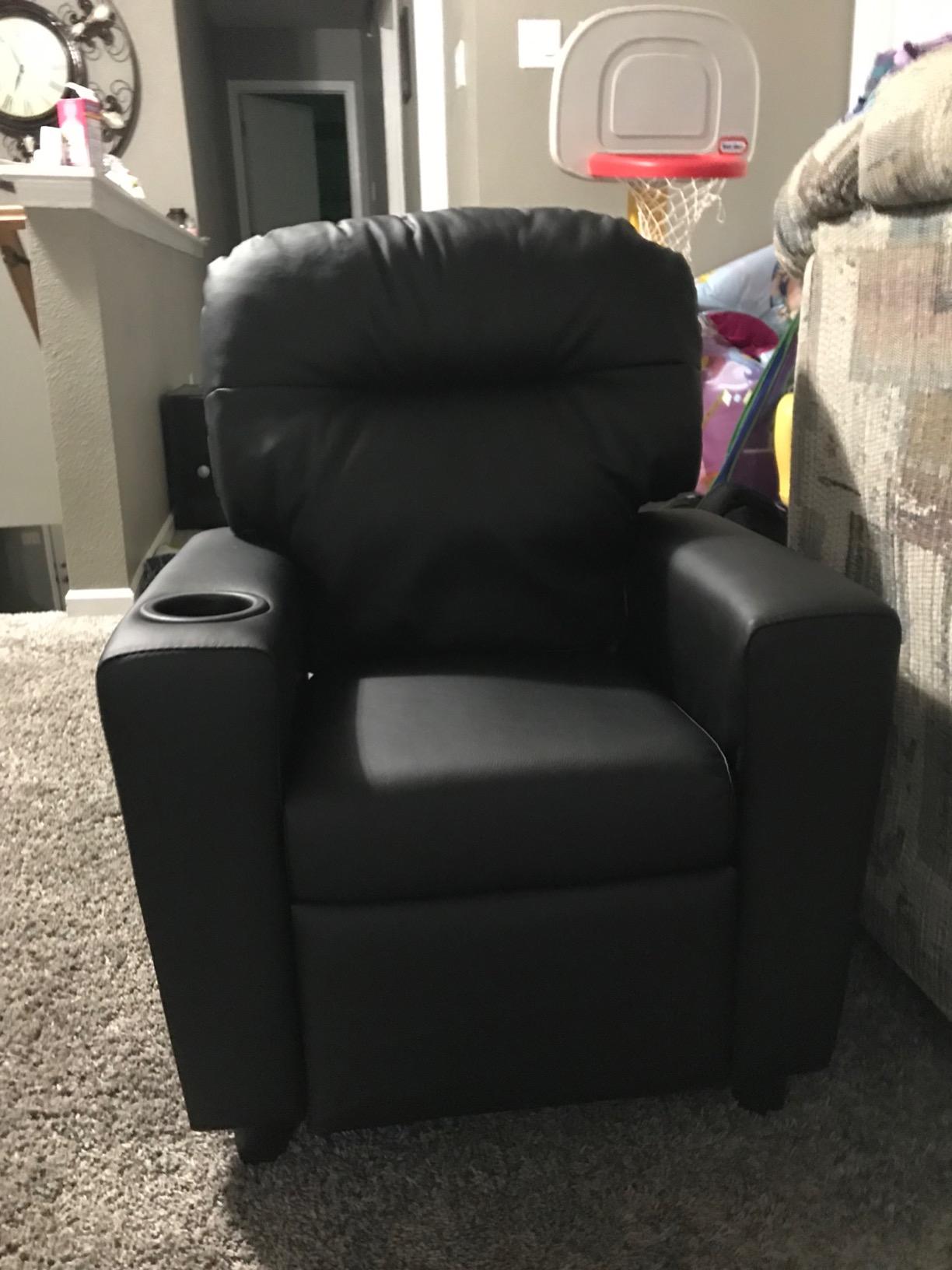 HONEY JOY Kids Recliner, 2-in-1 Toddler Armrest Sofa Couch with Cup Holders, Adjustable Footrest, Fabric Surface, Child-Size Recliner Chair for Boys Girls Age 3+ (Gray) customer photo 1