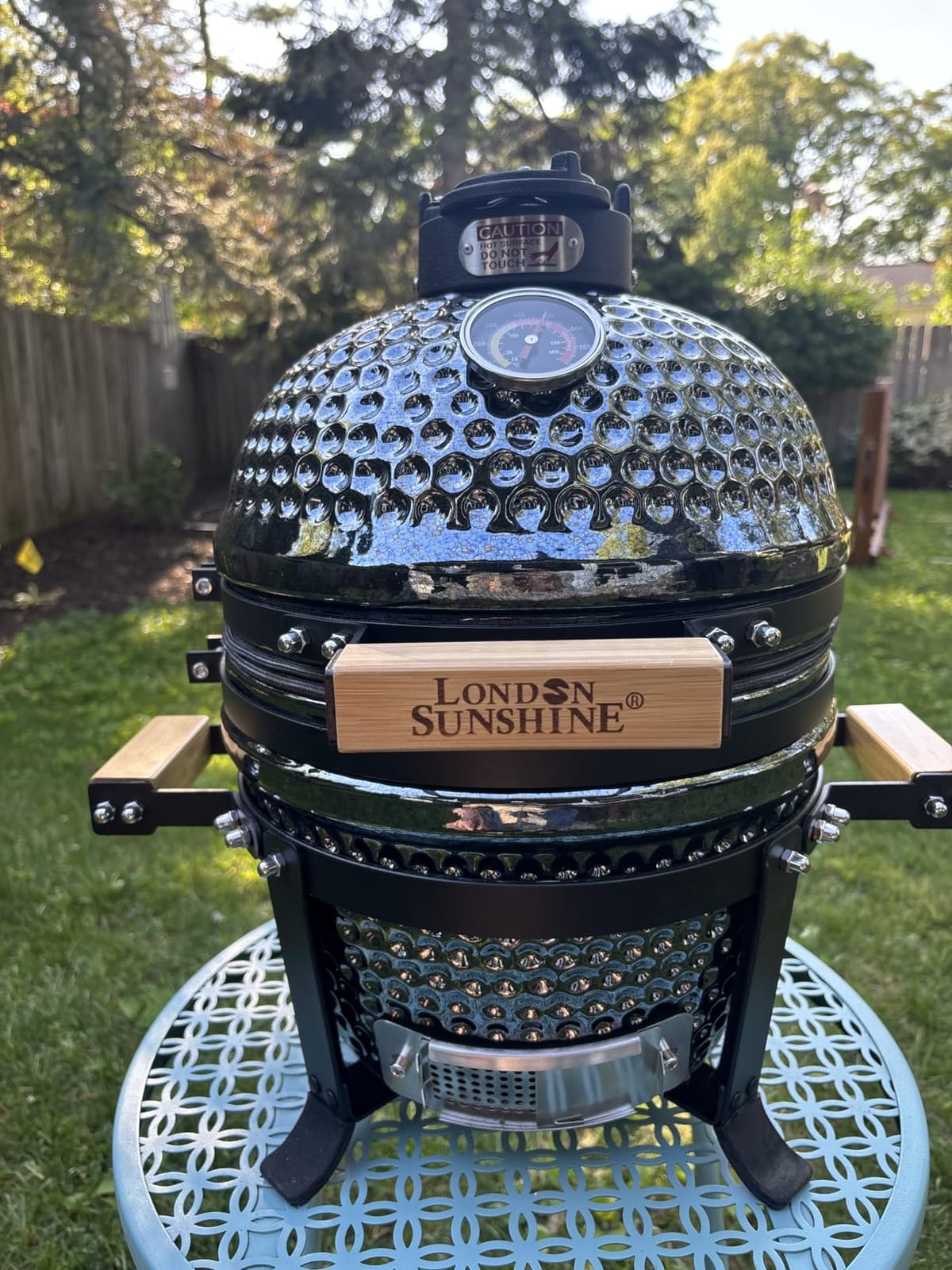 London Sunshine 13-Inch Ceramic Kamado Grill, Waterproof Vent Cap, Red | Portable Charcoal Grill with Stainless Steel Grate for Patio & Outdoor customer photo 2