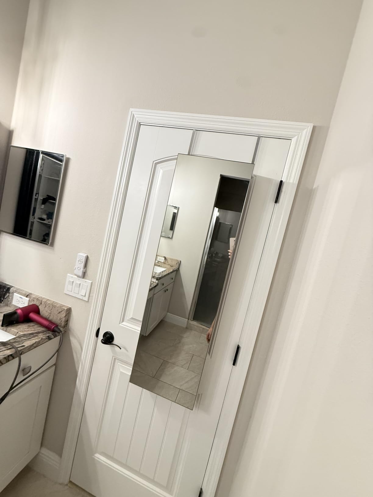 Mirror Jewelry Cabinet, Full Length Mirror, Wall Mounted, Oak | Lockable Jewelry Armoire Organizer, Hanging Mirror with Jewelry Storage, Velvet Interior, Gift Idea,Easy Assembly customer photo 2