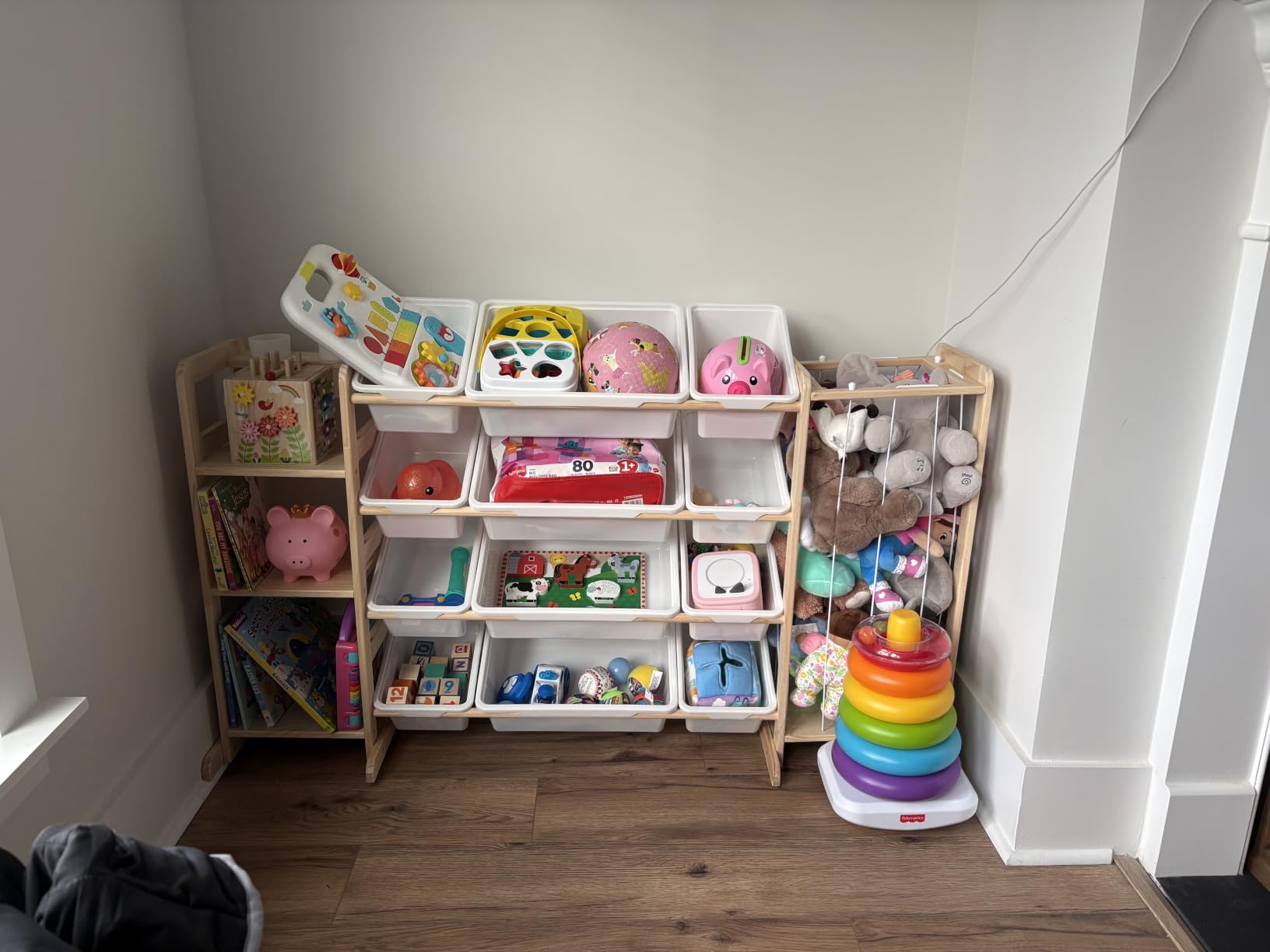 Toy Storage Organizer with Bookshelf and Stuffed Animal Storage - Kids Playroom Organization with Shelves and 12 Toy Bins - Toddler Living Room Toy Box for Lego - Nursery Bedroom Decor Essential customer photo 1
