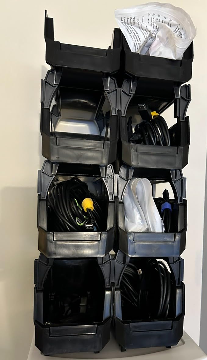 VEVOR Plastic Stackable Storage Bins, 10.9 x 5.5 x 5.1 inch (8 Pack), Plastic Containers for Organizing & Storage Bins for Closet, Garage, Small Parts, Office Supplies, Other Accessories, Transparent customer photo 1