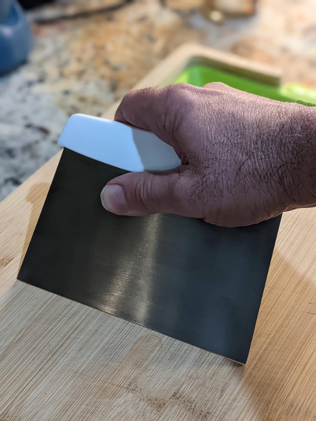 Stainless Steel Dough Cutter and Bench Scraper with White Plastic Handle - Pastry Scraper and Dough Divider for Bread, Pizza, Pastry, Baking Prep, and for Kitchen Use (5 7/8
