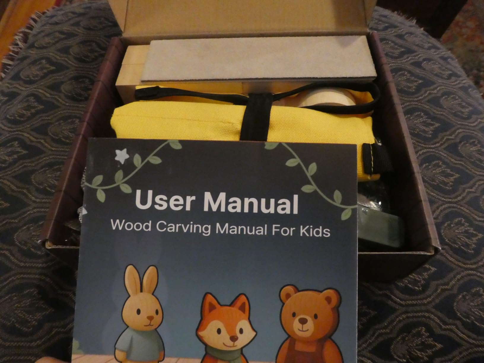 Wood Carving Whittling Kit for Kids: Round-Tip Knife Set with Storage Bag | Supervised Starter Tool Projects, Cut-Resistant Gloves & Tape, Sanding and Painting Extras, Gift-Ready Bundle customer photo 1