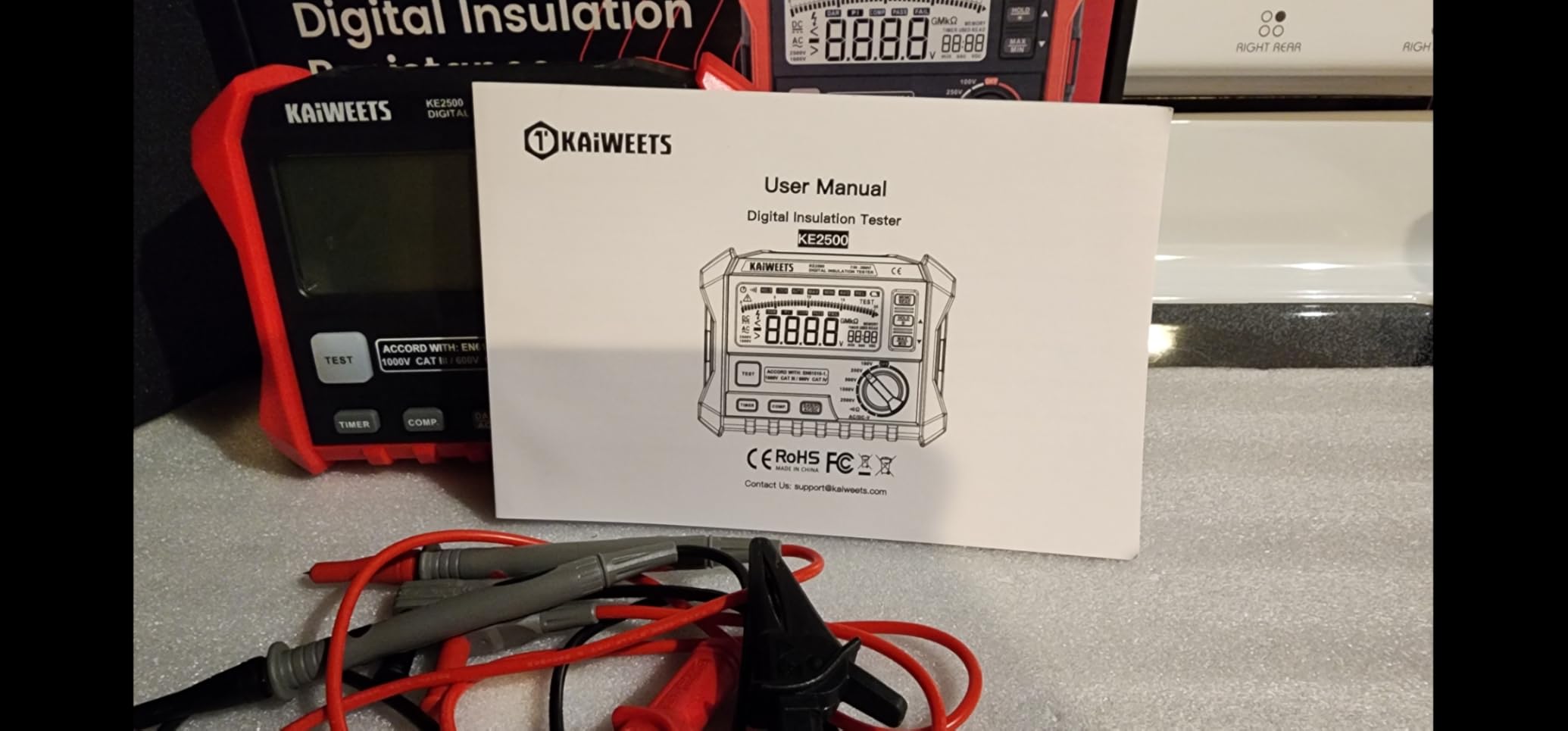 KAIWEETS Insulation Resistance Tester, Up to 200GΩ, Pro Megohmmeter, 5 Range 100V/250V/500V/1000V/2500V, One-Toch DAR/PI, Max/Min, Measures Resistance, AC/DC Voltage for HVAC, Motors, Solar, KE2500 customer photo 2