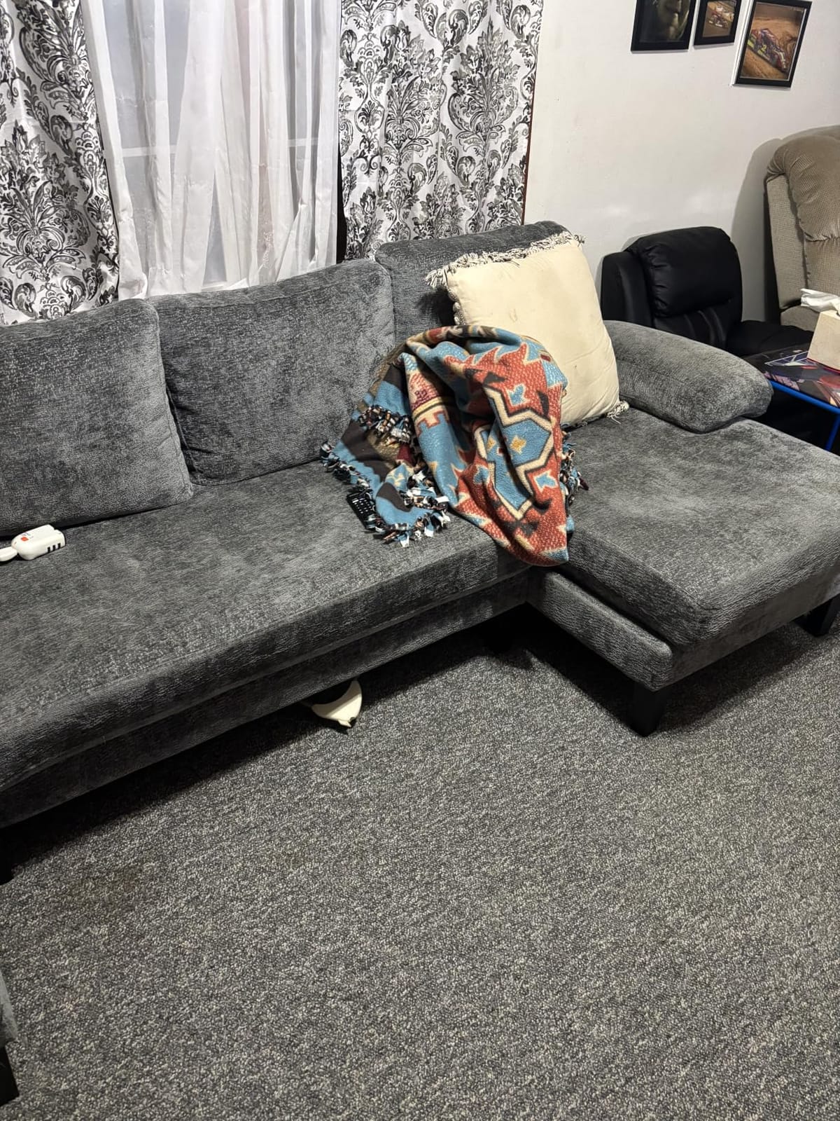 U-Shaped Sectional Couches for Living Room, 112 Inch Modern Sectional Couch, Dark Grey Chenille Sofa with Double Chaise for Apartment customer photo 2