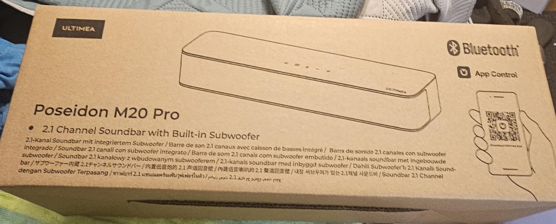 ULTIMEA 2.1ch Surround Sound Bar for TV, Built-in Subwoofer, App Control | Peak Power 132W, 16 Inches Bluetooth 5.4 TV Speakers, for PC, All-in-one, Opt/AUX/Wall Mount, Poseidon M20 Pro customer photo 1