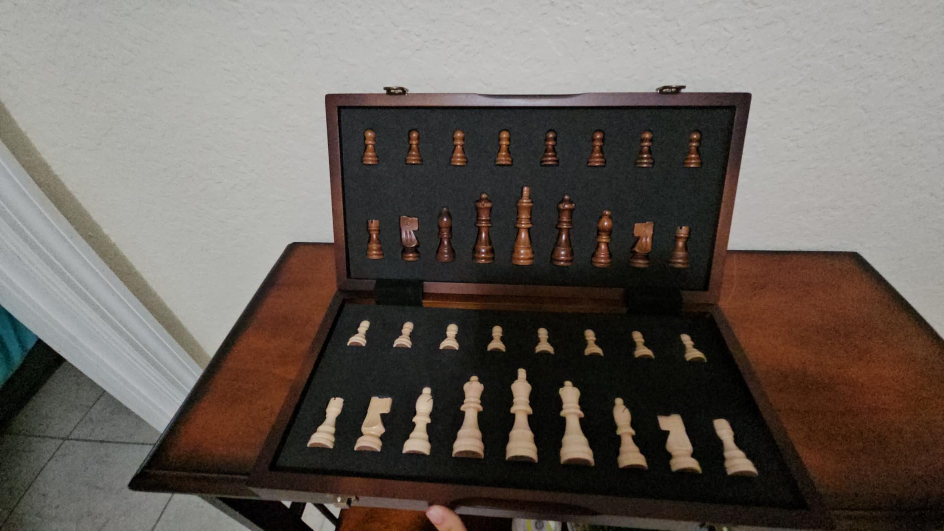 AMEROUS 17'' Magnetic Wooden Chess Set for Adults Kids - with Folding Board, Gift Package, Pieces Storage Slots, Handmade Pieces,Chess Board Game Set for Tournament Professional Beginner customer photo 2