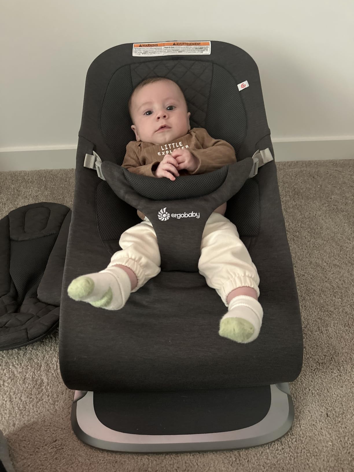 Ergobaby Evolve 3-in-1 Bouncer Seat for Babies and Toddlers 5.5-25 lbs | Multi Position Baby Bouncer Seat with Adjustable Heights, Secure Harness, Newborn Insert, Knit Cream customer photo 2