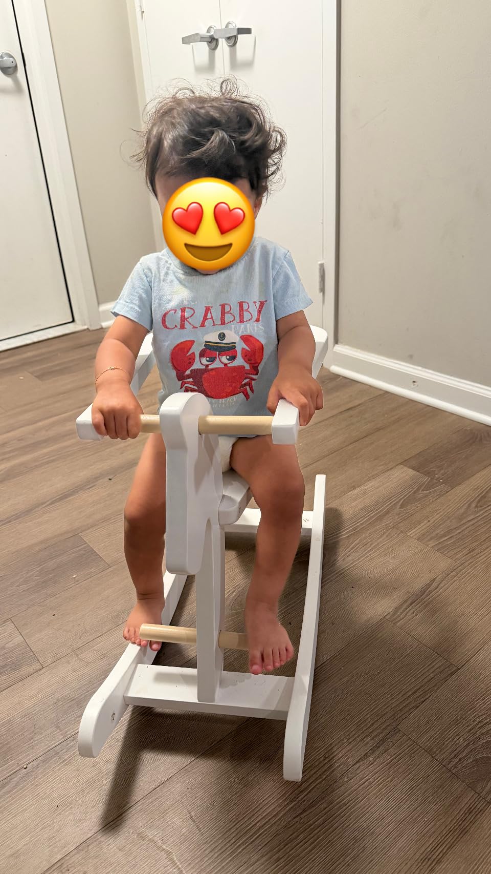 labebe - Wooden Rocking Horse, Baby Wooden Ride On Toys for 12M+, Classic Rocker Toy with Removable Fence, Toddler Riding Toy Indoor/Outdoor, Nursery Birthday Gift (Natural) customer photo 2