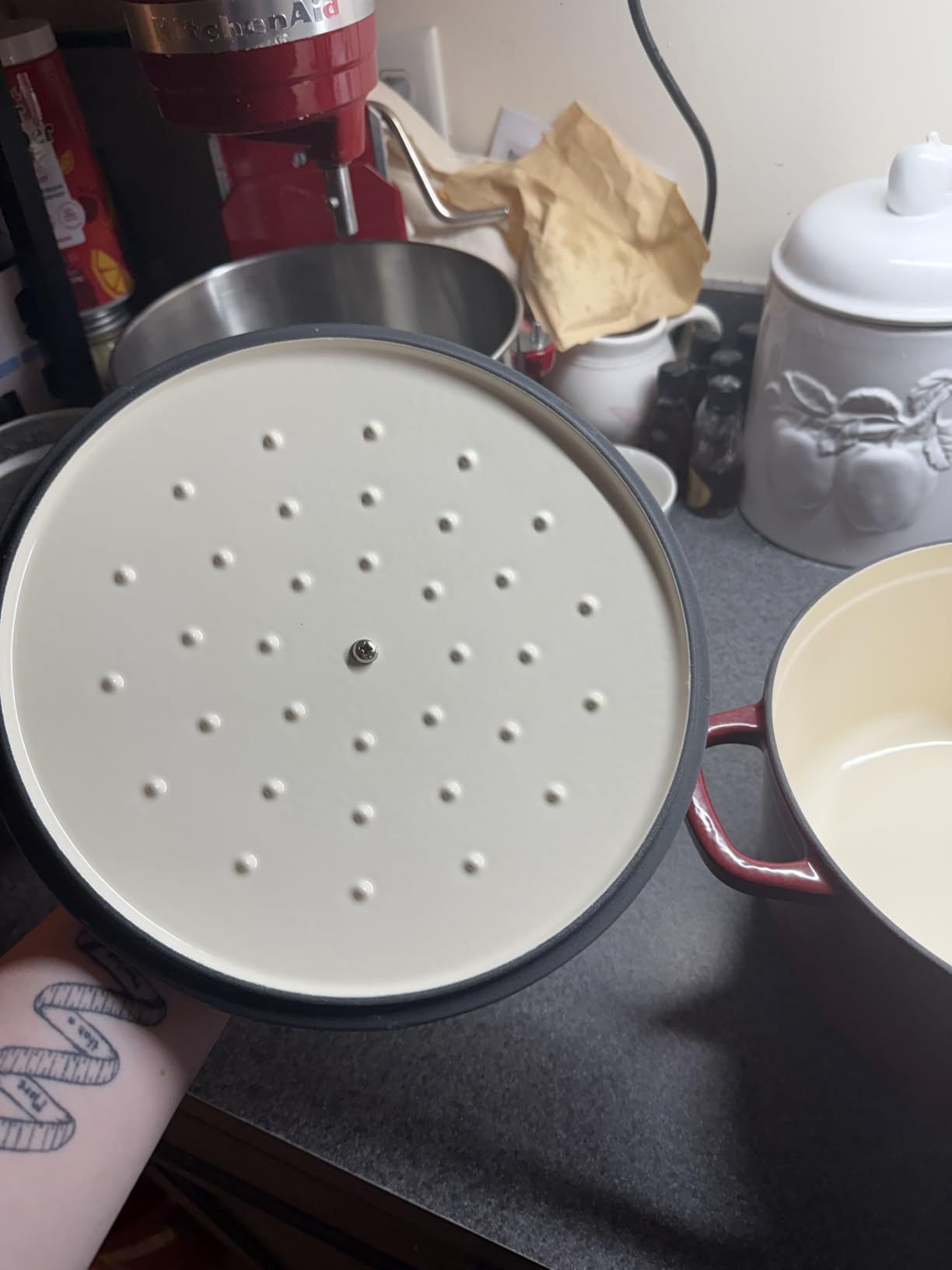 AHJ Enameled Cast Iron Dutch Oven Set - 4 Piece Cookware Set with Lids | 4.8Qt, 2.6Qt and 1.3Qt Dutch Ovens, Stackable Cast Iron Pots and Pans Sets for Bread Baking, Slow Cooking and Roasting, White customer photo 1