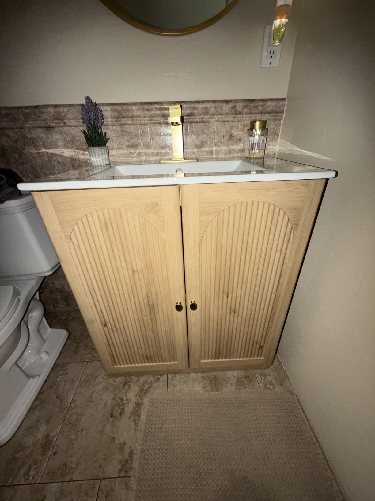 IFBUY 30 Inch Arched Bathroom Vanity with Sink, Fluted Design, Natural Oak customer photo 1