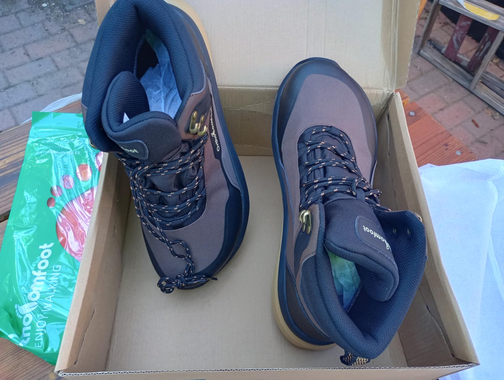 Men's Orthopedic 4E Wide Waterproof Hiking Boots: Comfortable Arch Support Trail Shoes for Plantar Fasciitis, Outdoor Running Orthotic Non-Slip Mid Ankle Boots for Foot & Heel Pain Relief customer photo 2