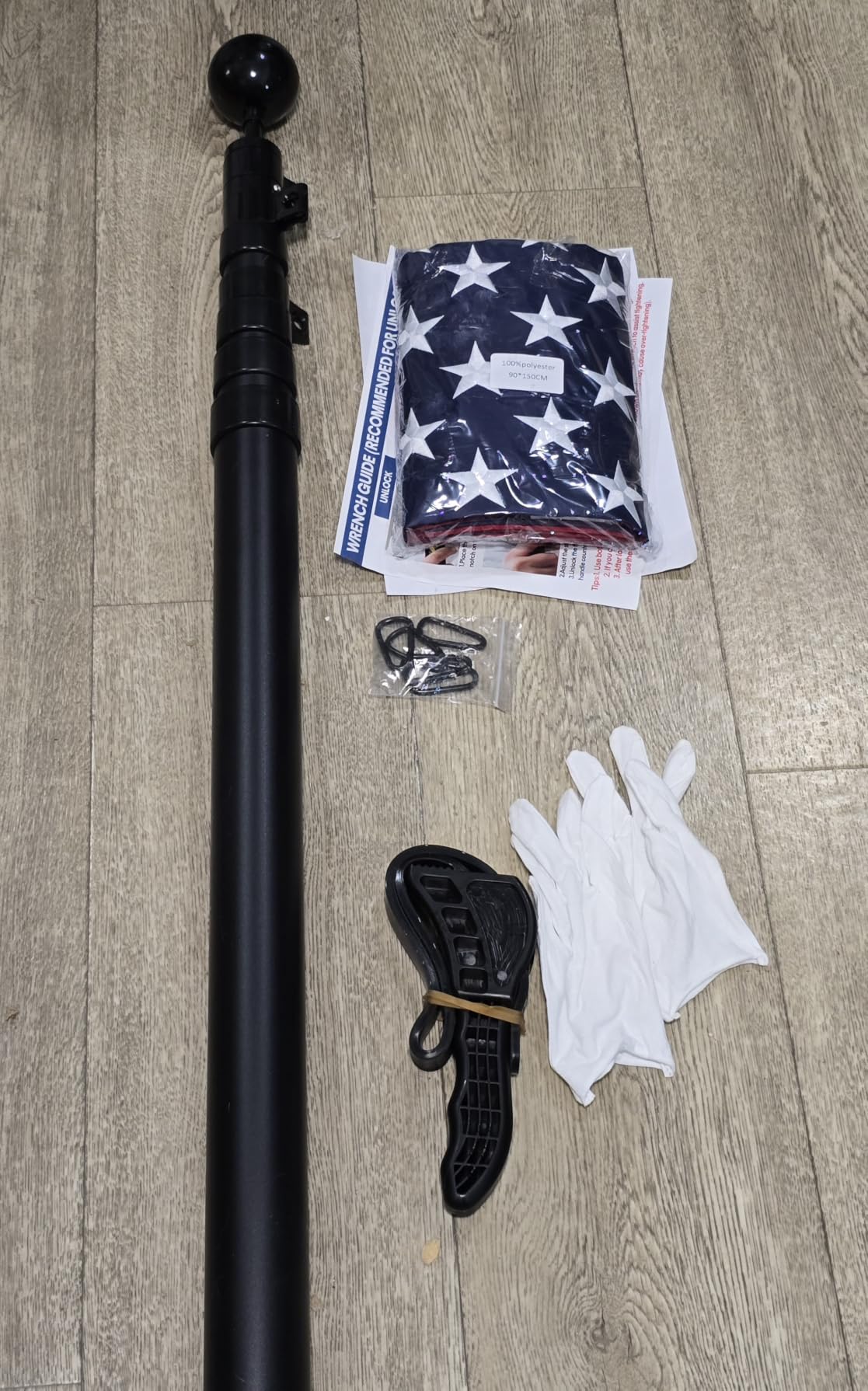 20FT Telescoping Flag Pole for Outside House - Heavy Duty 11-Gauge Aluminum | 210D Embroidered Flag | 120MPH Wind Tested | Anti-Tangle Aluminum Ring | Solar Light Auto On/Off | Rustproof | Easy Adjust customer photo 2