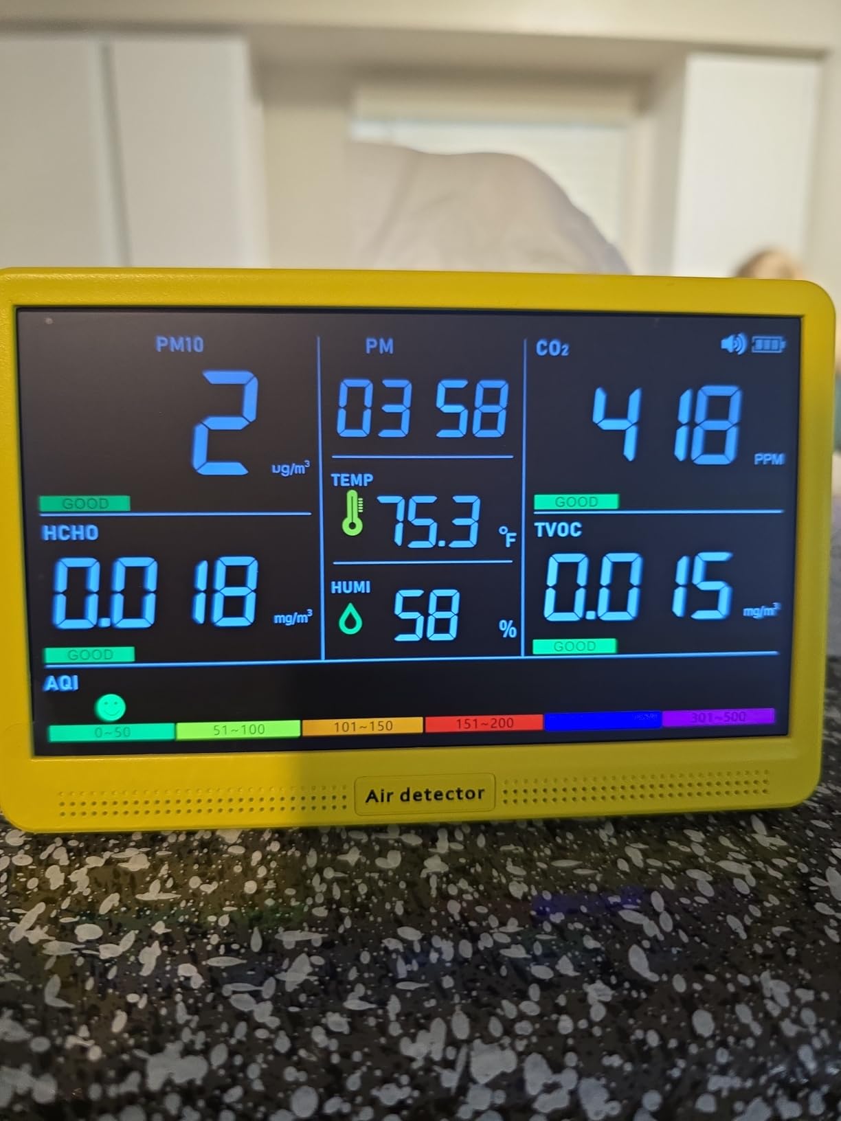 Professional Indoor Air Quality Monitor with 7X AQI Beep Alarms, 16 in 1 Portable Real-Time Detector for PM2.5 | PM10 | CO2 | TVOC | HCHO | Temp | Hum for Home Cars Plants Pets customer photo 1