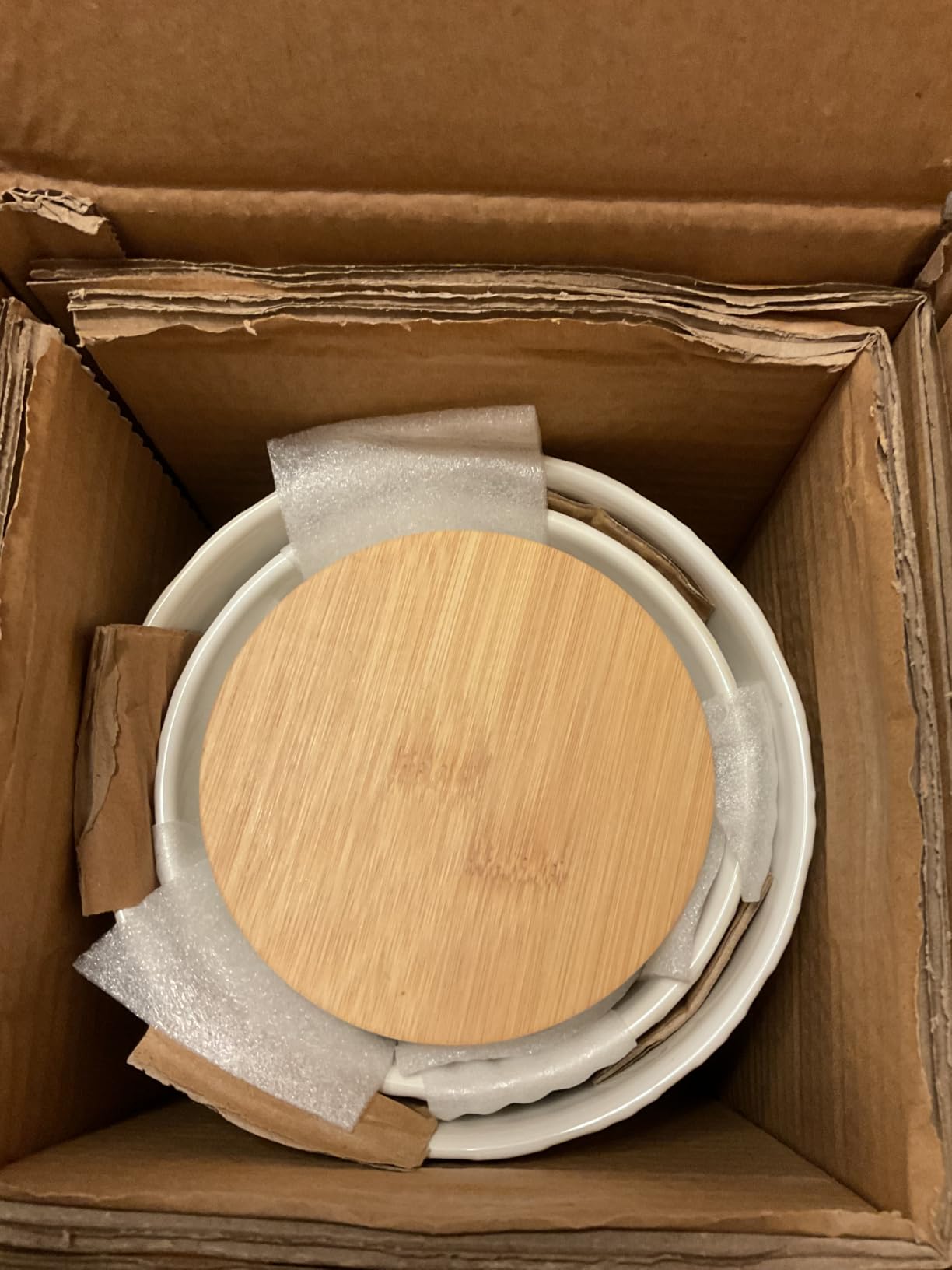 Kook Ceramic Storage Containers, Embossed Pantry & Bathroom Canisters with Airtight Bamboo Lids, Dishwasher Safe Stoneware Jars (40, 65, 100 oz), Set of 3, Narbonne Collection (Ivory) customer photo 2