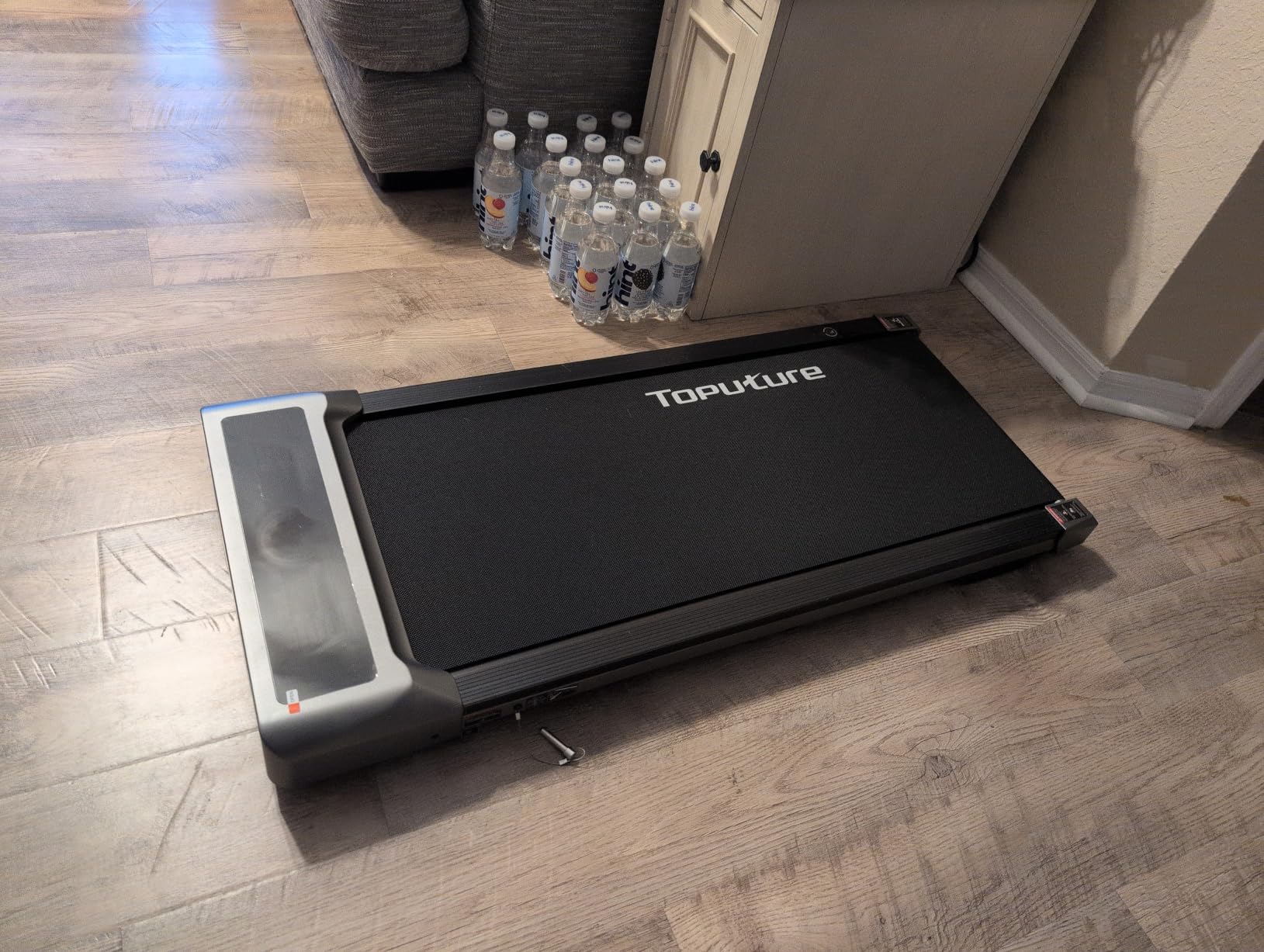 TOPUTURE Walking Pad with 10% Incline, 3.0HP Brushless Quiet Under Desk Treadmill, Portable Treadmills for Home/Office, Running Machine 300 lbs Capacity with RGB LED Screen, Remote Control/App Control customer photo 1