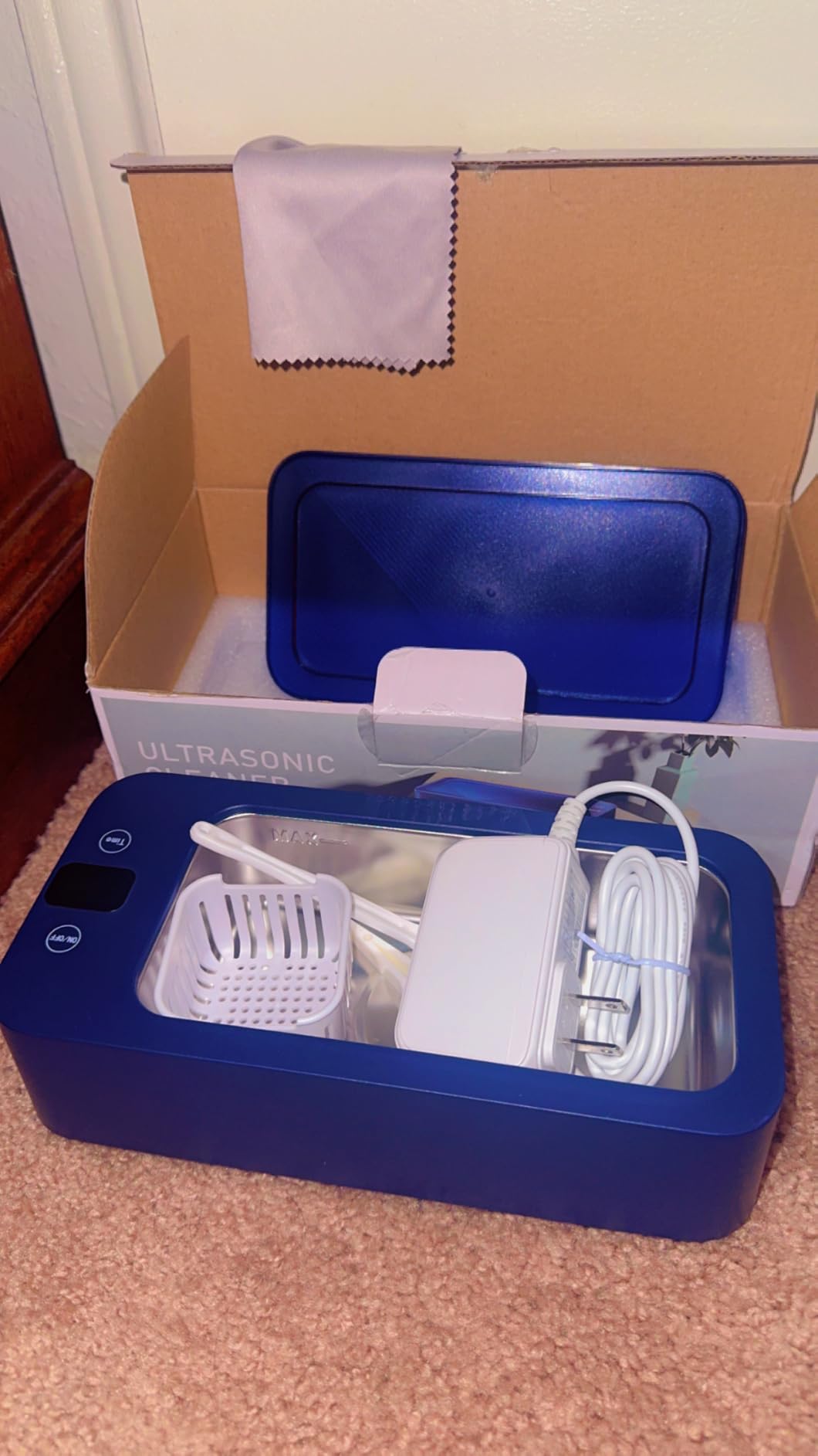 Ultrasonic Jewelry Cleaner, 50khz Professional Ultrasonic Cleaner Machine for Jewelry, Eyeglasses, Watches, Dentures,5 Time Modes,316 Stainless Steel Tank,500ml Capacity (Blue) customer photo 1