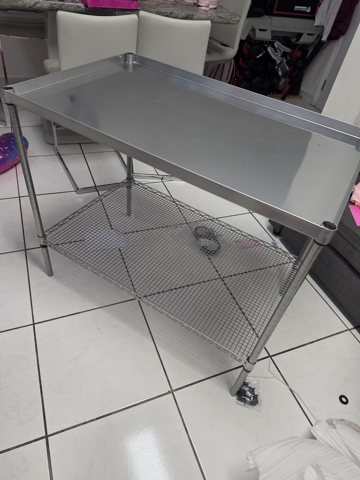 Commercial Rolling Utility Cart, 45In Large Kitchen Carts with Wheels | 3 Tier Heavy Duty Serving Cart with Handle & Shelf Liners, NSF Storage Cart for Restaurant customer photo 2