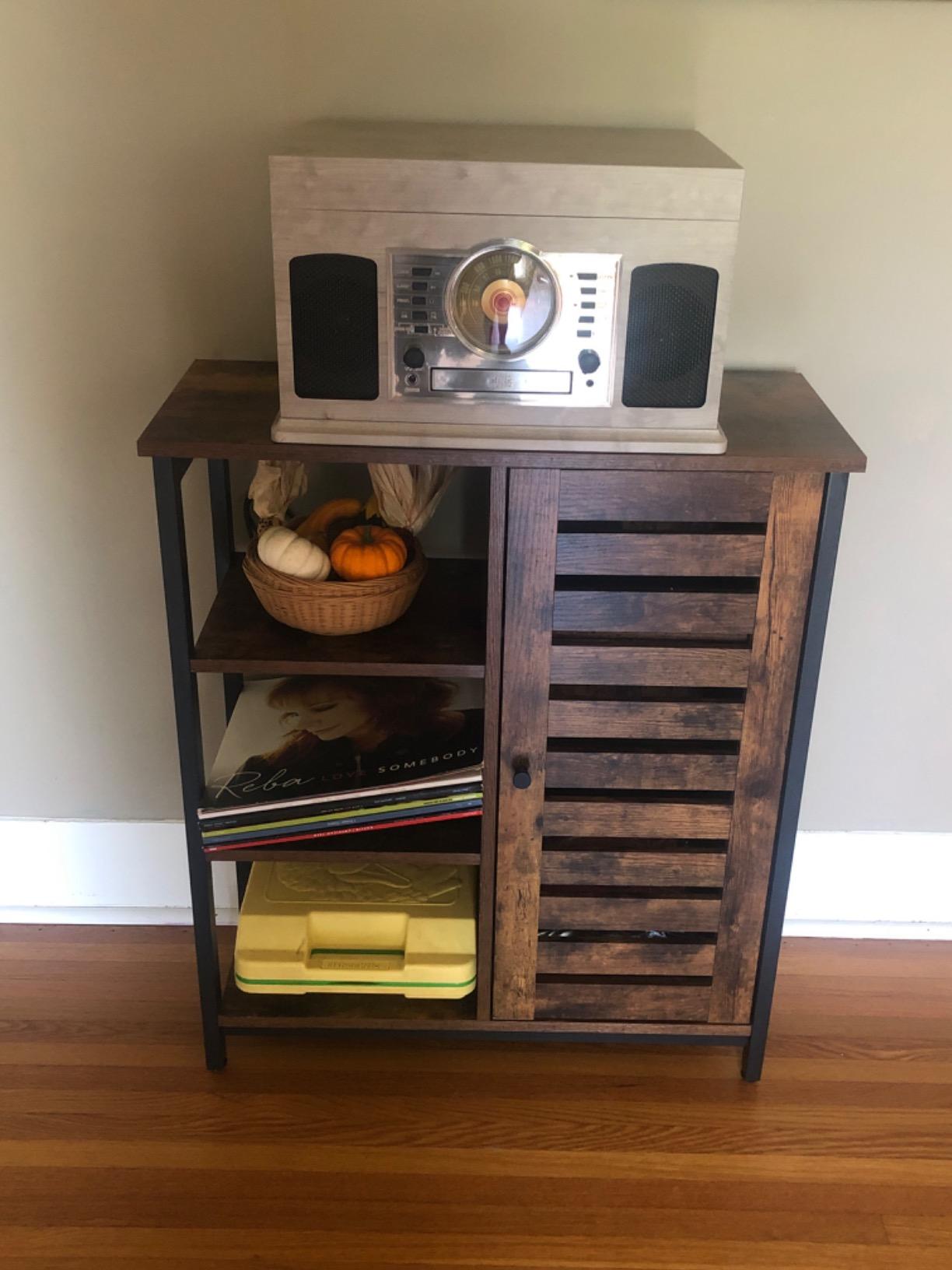 VASAGLE Siren Collection - Buffet Cabinet, Farmhouse Coffee Bar Cabinet with Drawer, Adjustable Shelf, Double Doors, Sideboard, 15.8 x 28.4 x 31.5 Inches, Taupe Brown ULSC521TA01S customer photo 2