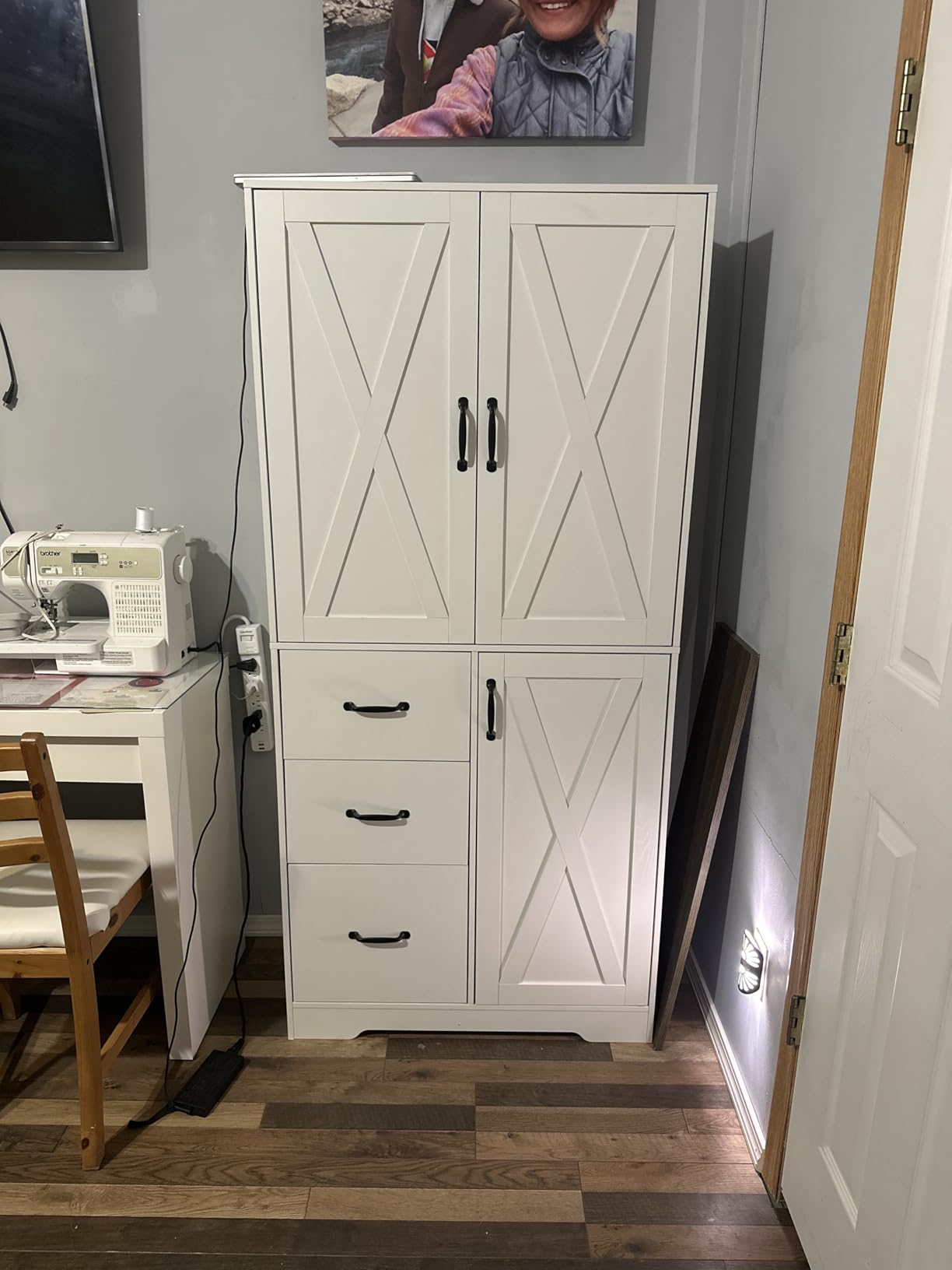 IRONCK Pantry Cabinet, Storage Cabinet with 3 Door & Drawer, Oak Brown, Adjustable Shelf, 67.5inch Tall, 5 Tier Freestanding, 150 lbs Per Shelf, Farmhouse Style, FSC-certified Wood, Anti-tip customer photo 1