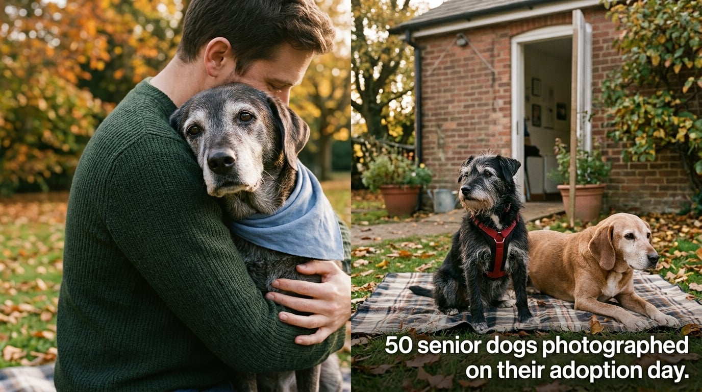 50 senior dogs photographed on their adoption day