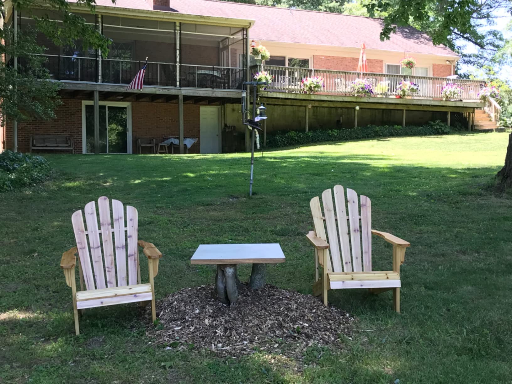 Shine Company Westport Wooden Adirondack Chair, Outdoor Patio Firepit Chairs, Back & Seat Pre-Assembled, Burnt Brown customer photo 1