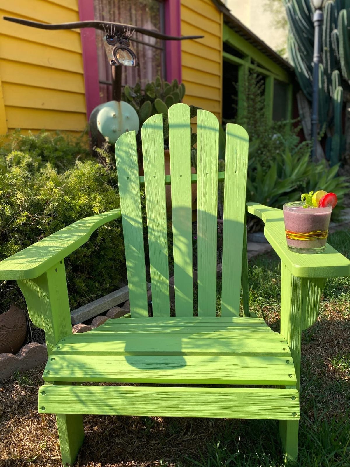 Shine Company Westport Wooden Adirondack Chair, Outdoor Patio Firepit Chairs, Back & Seat Pre-Assembled, Burnt Brown customer photo 2