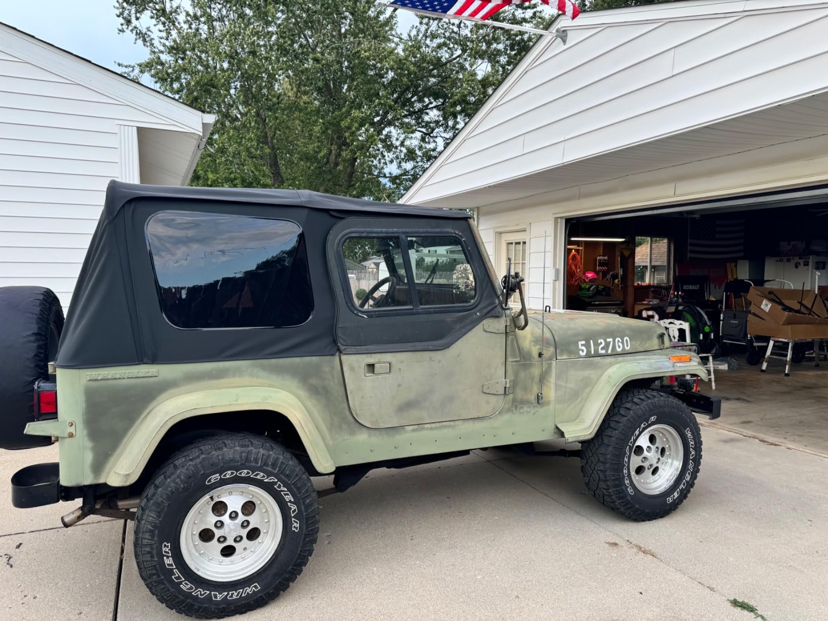 RAMPAGE PRODUCTS Complete Soft Top for Jeep Wrangler/CJ | Tinted Windows, Includes Frame & Hardware, Vinyl, Black Diamond | 68035 | Fits 1979-1986 Jeep CJ7 / 1987-1995 Wrangler YJ customer photo 1