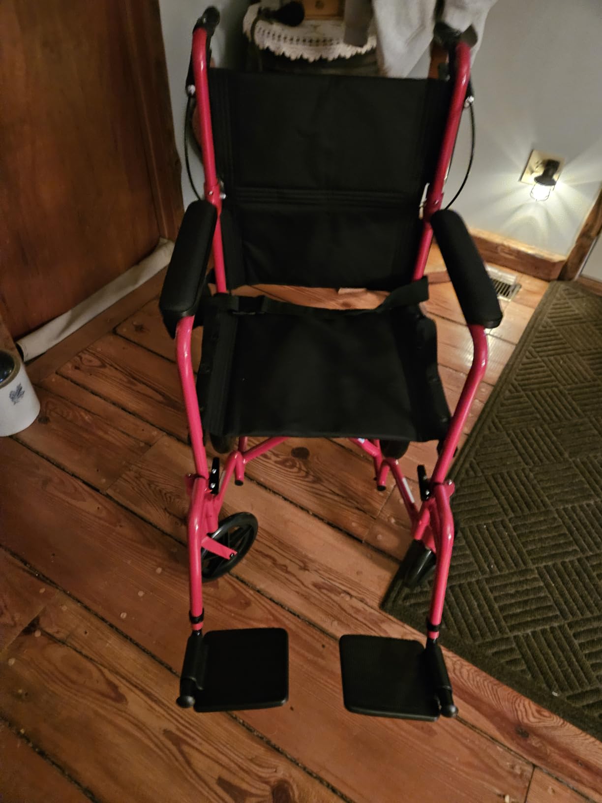 Lightweight Expedition Transport Wheelchair with Hand Brakes, Red customer photo 2