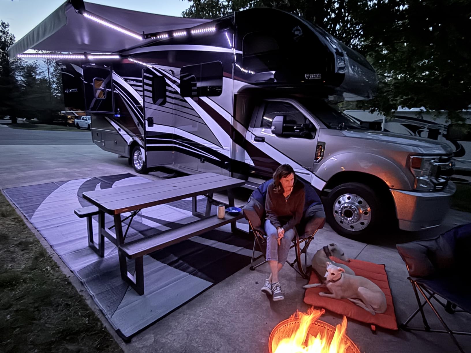 Stylish Camping Outdoor Patio / RV Camping Mat - Swirl (Black/White, 9-Feet x 12-Feet) customer photo 2