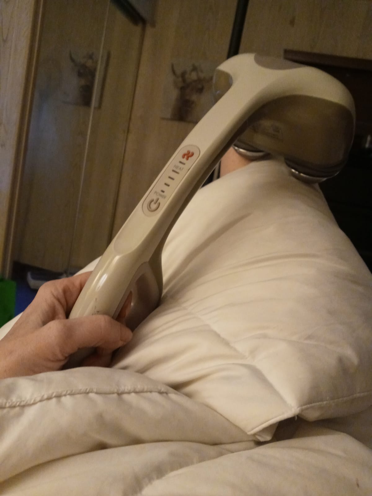Homedics Percussion Action Massager with Heat | Adjustable Intensity, Dual Pivoting Heads | 2 Sets Interchangeable Nodes, Heated Muscle Kneading for Back, Shoulders, Feet, Legs, & Neck customer photo 2